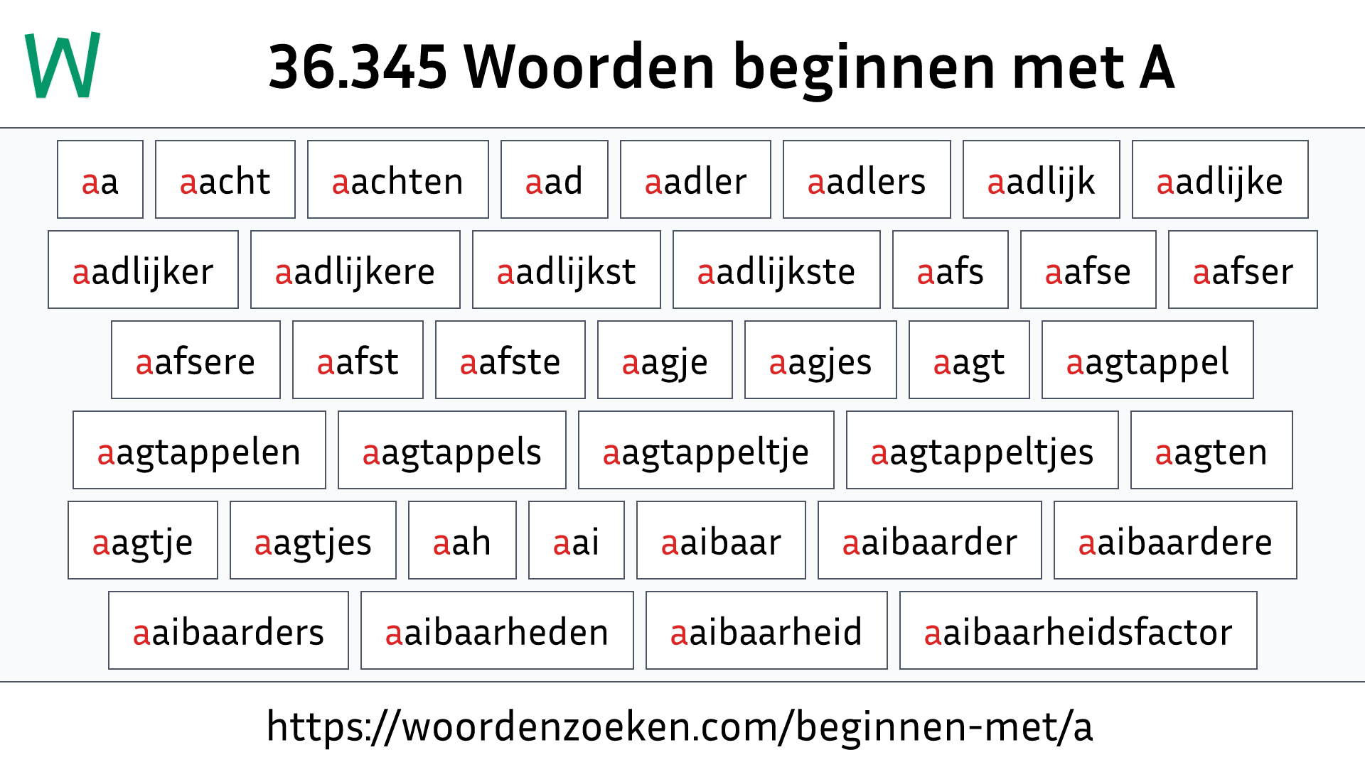 Woorden beginnen met A
