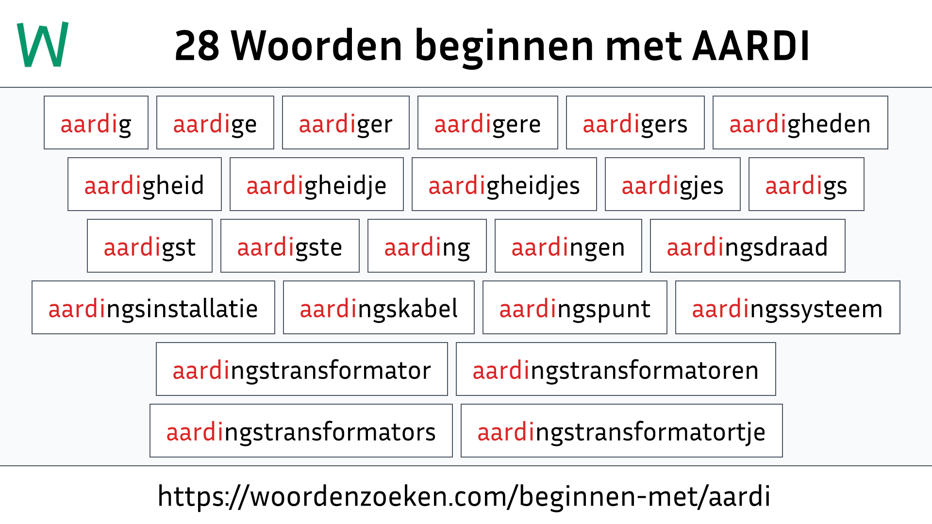 Woorden beginnen met AARDI