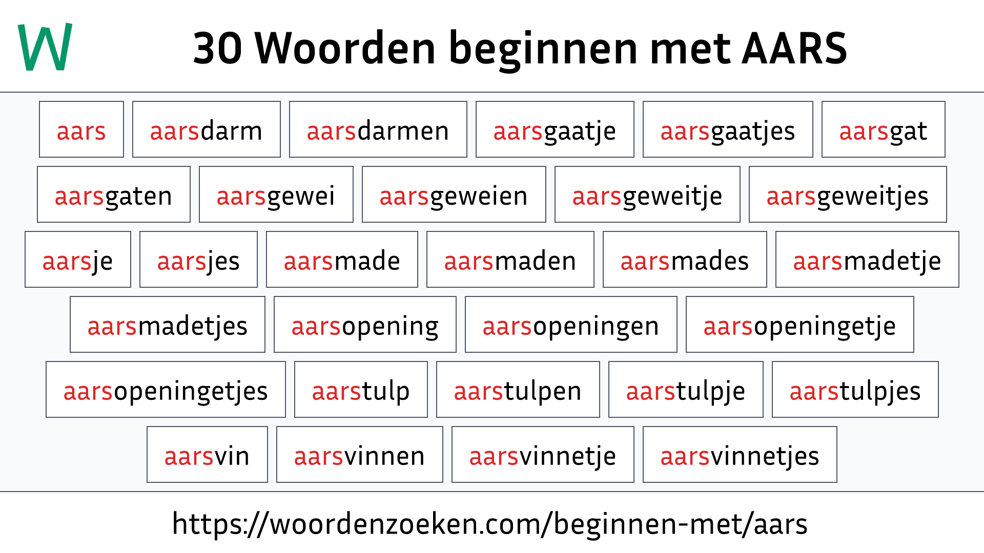 Woorden beginnen met AARS