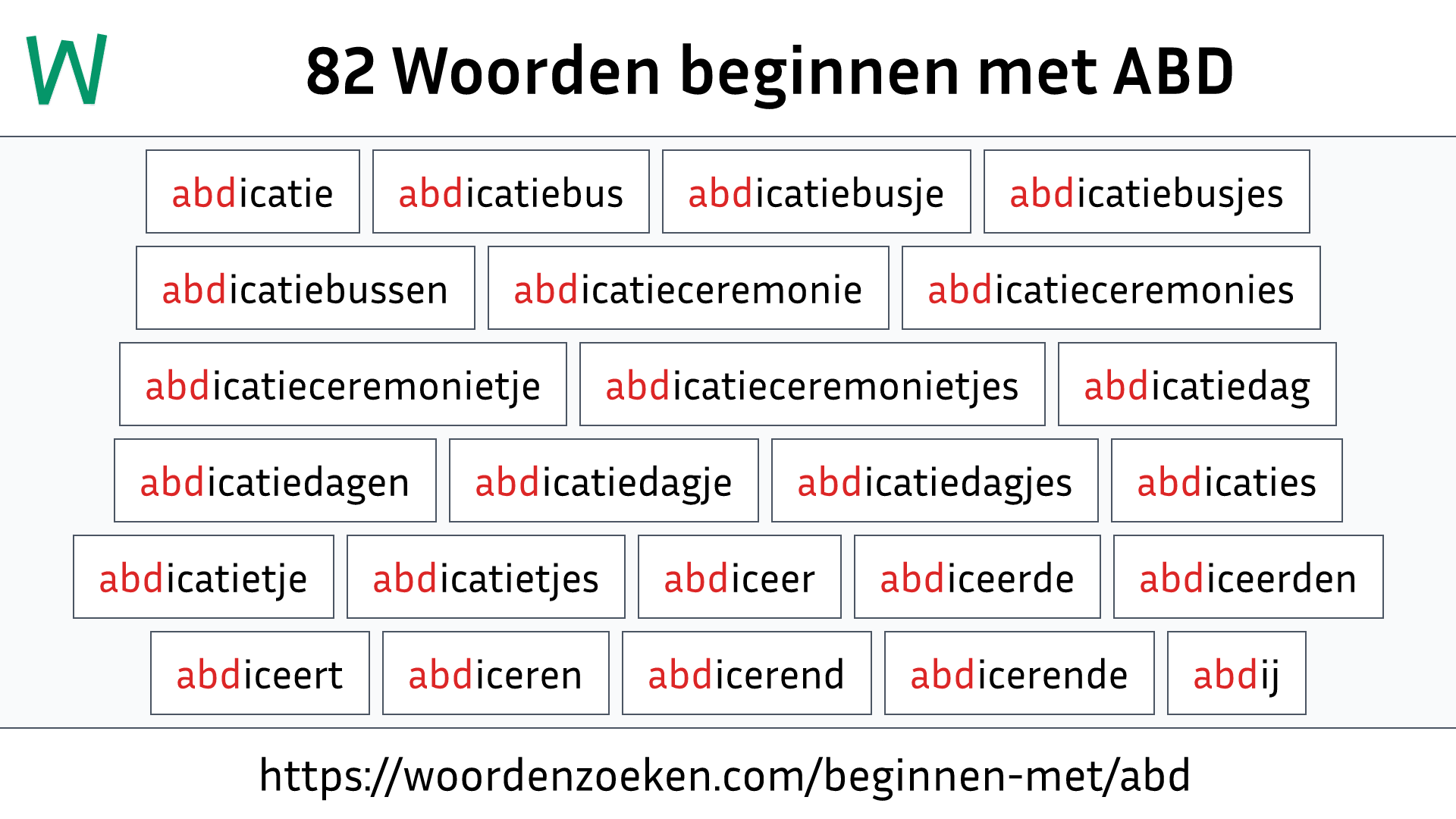 Woorden beginnen met ABD