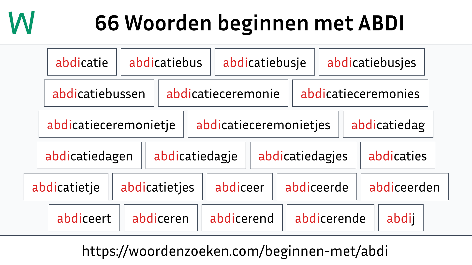 Woorden beginnen met ABDI