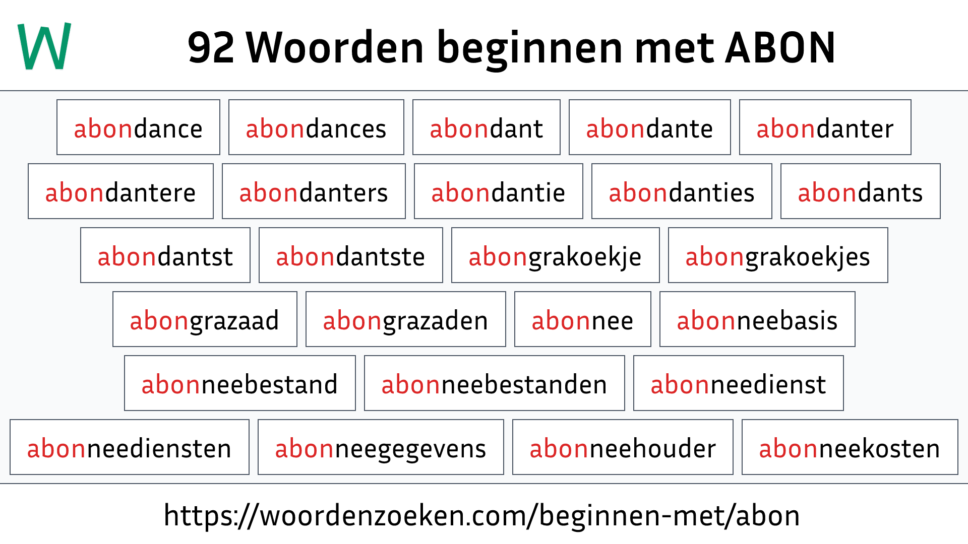 Woorden beginnen met ABON
