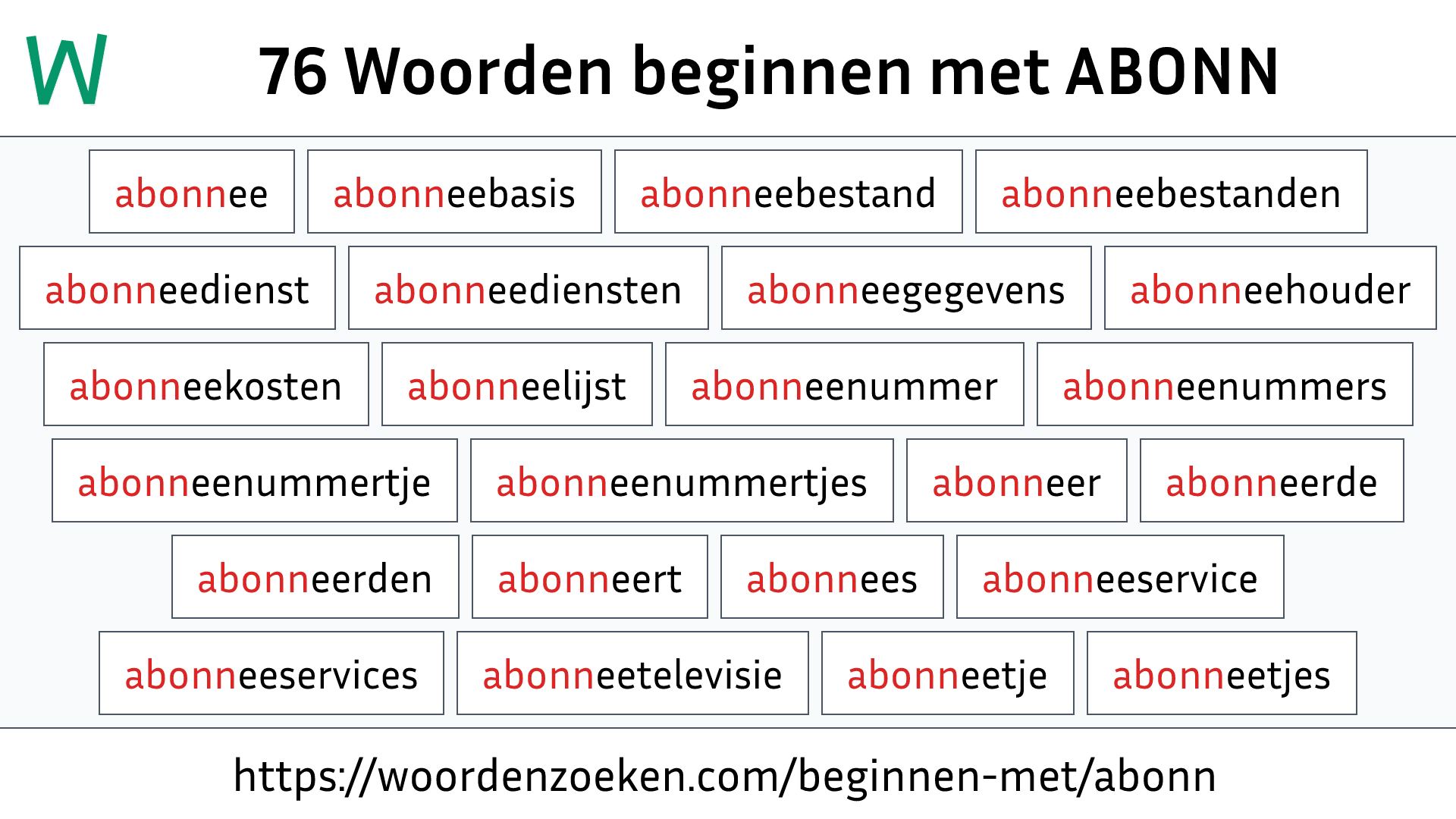 Woorden beginnen met ABONN