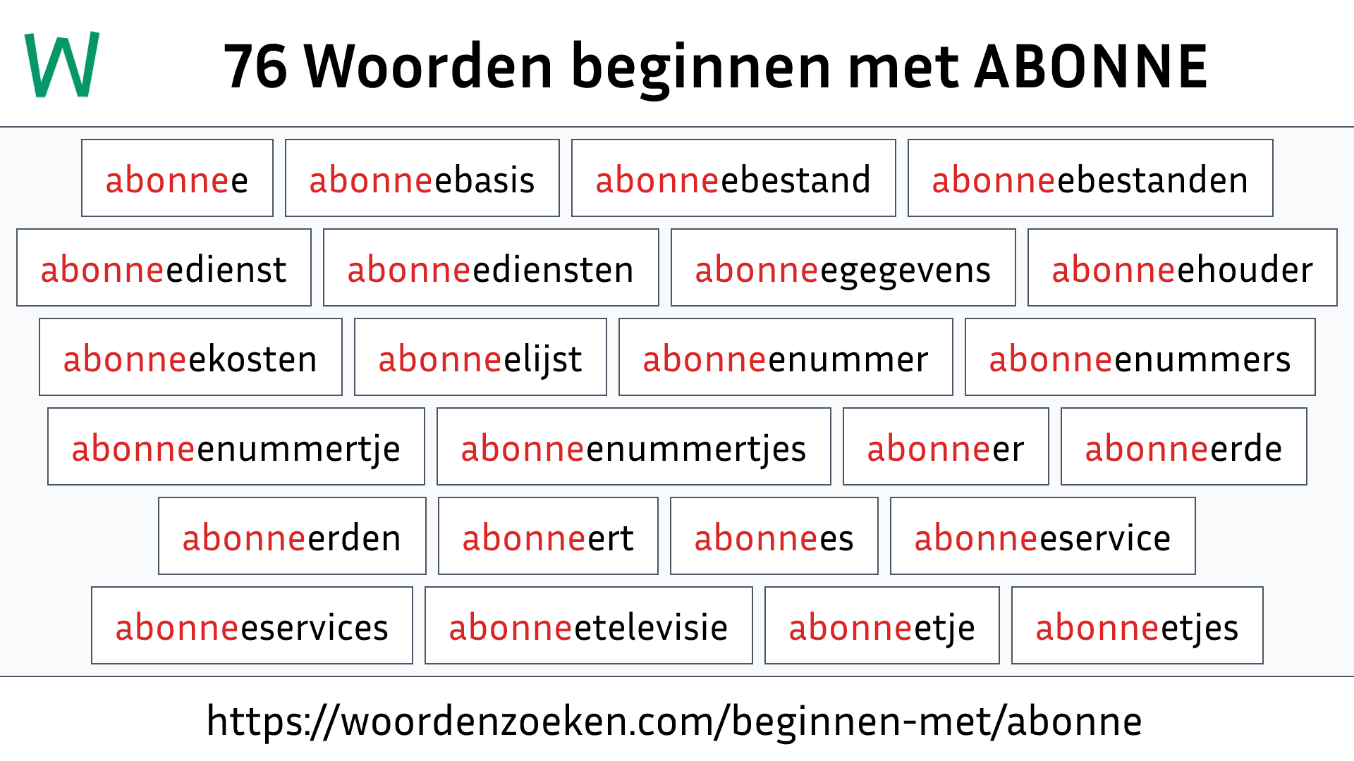 Woorden beginnen met ABONNE
