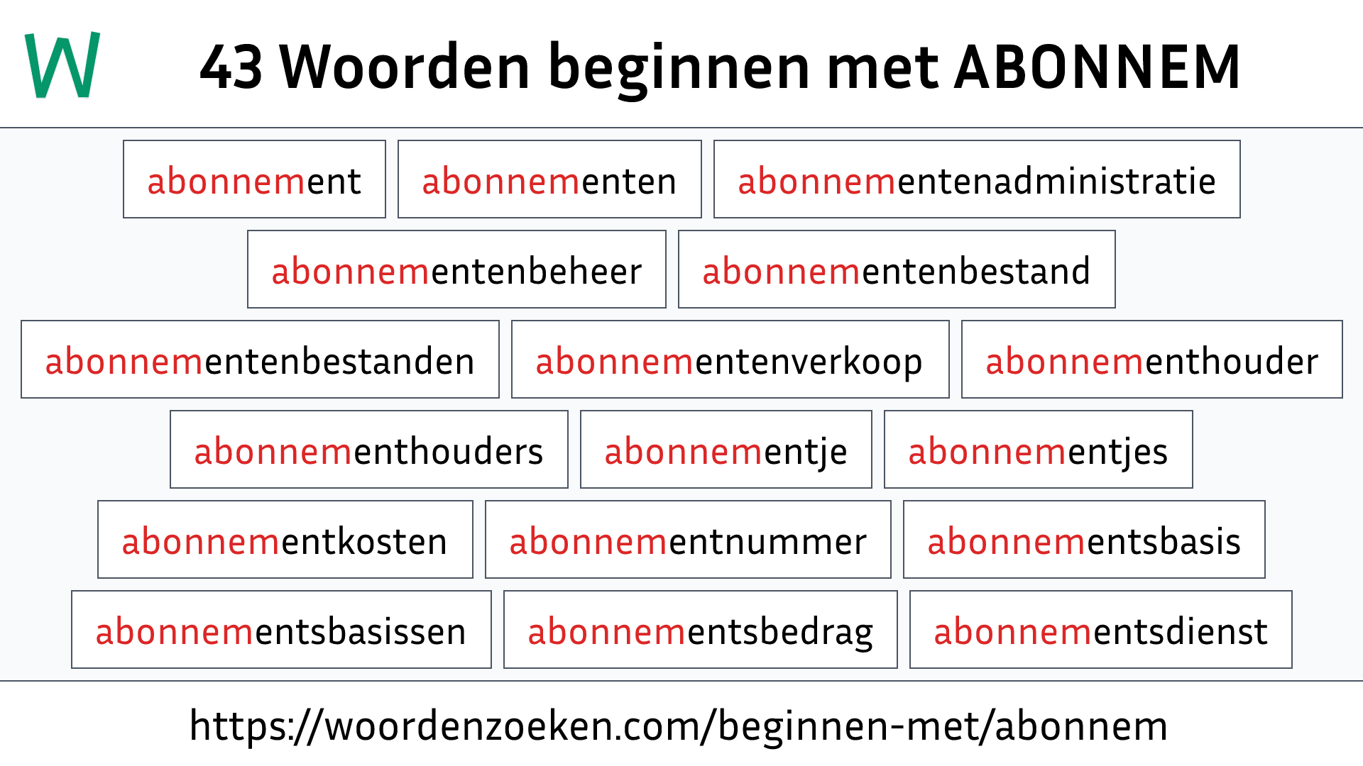 Woorden beginnen met ABONNEM