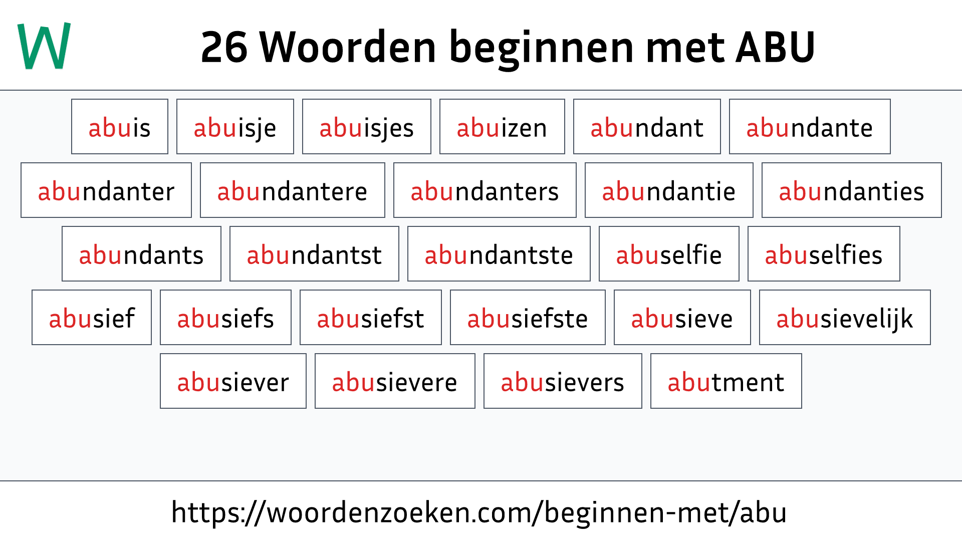 Woorden beginnen met ABU