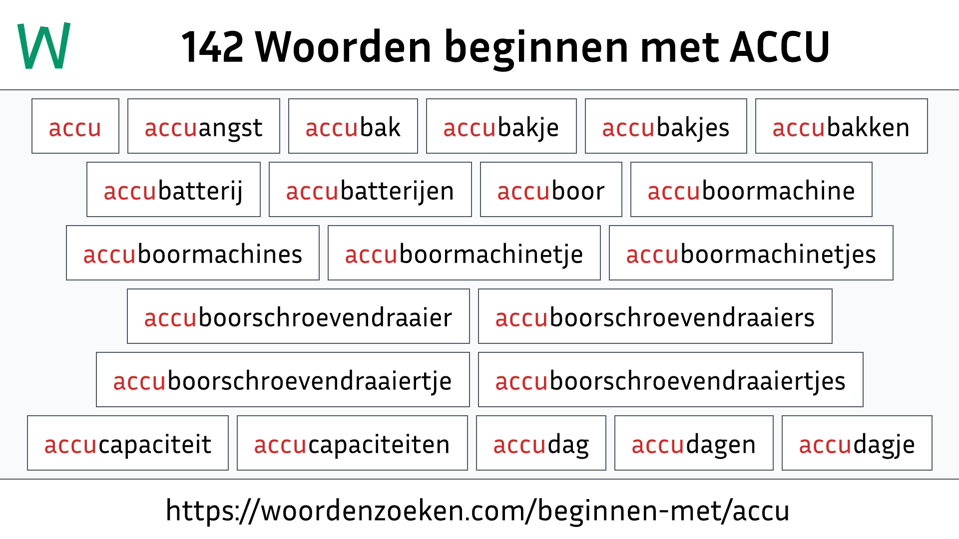 Woorden beginnen met ACCU