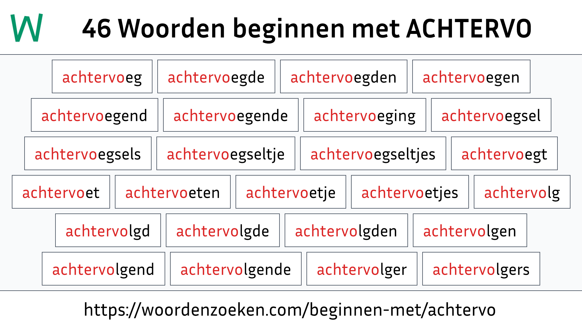 Woorden beginnen met ACHTERVO