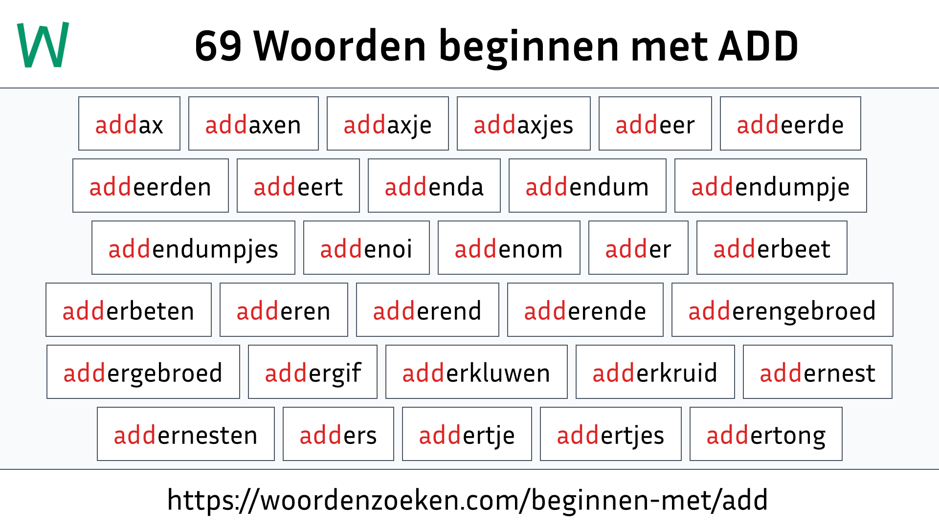 Woorden beginnen met ADD