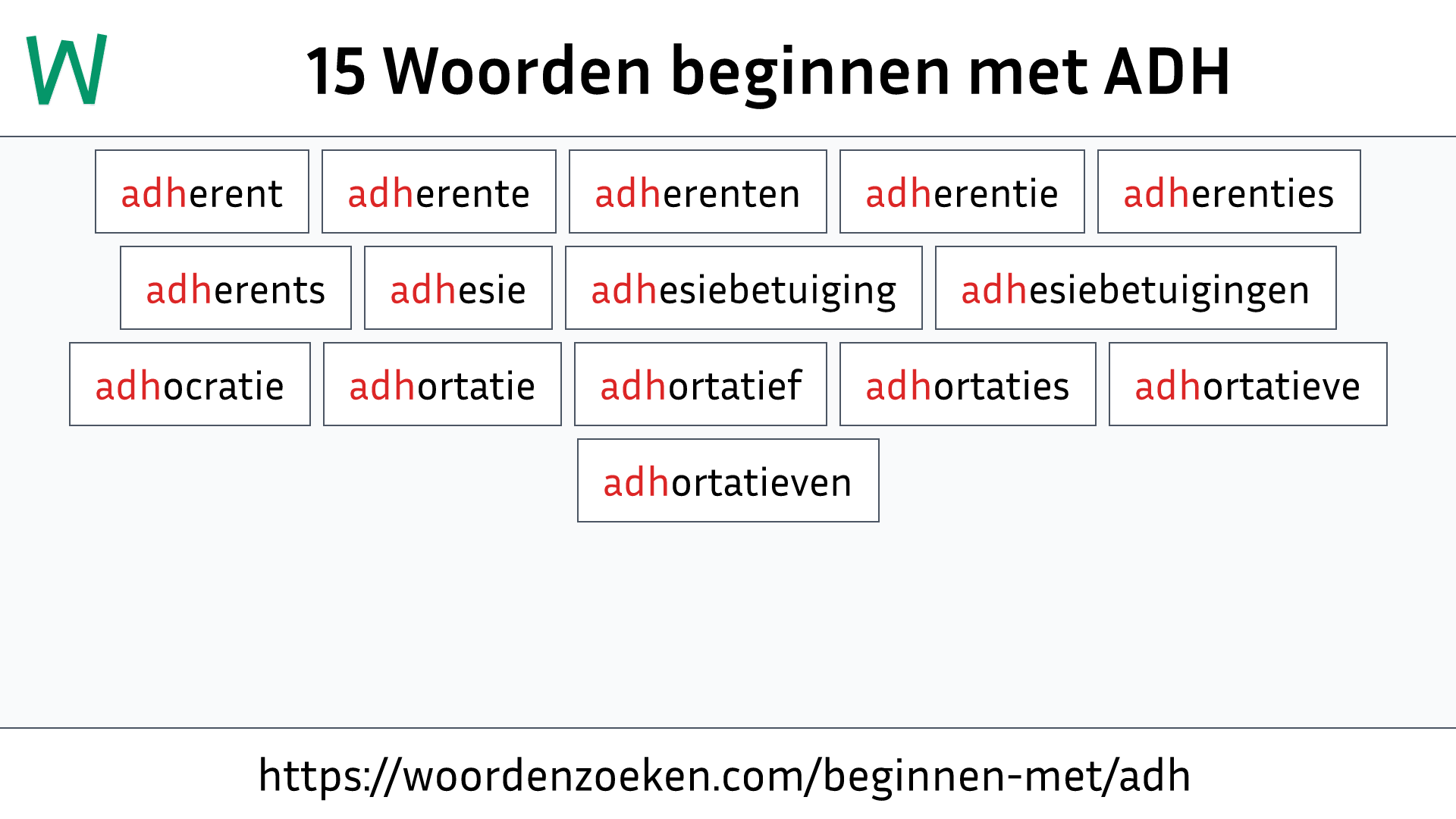 Woorden beginnen met ADH