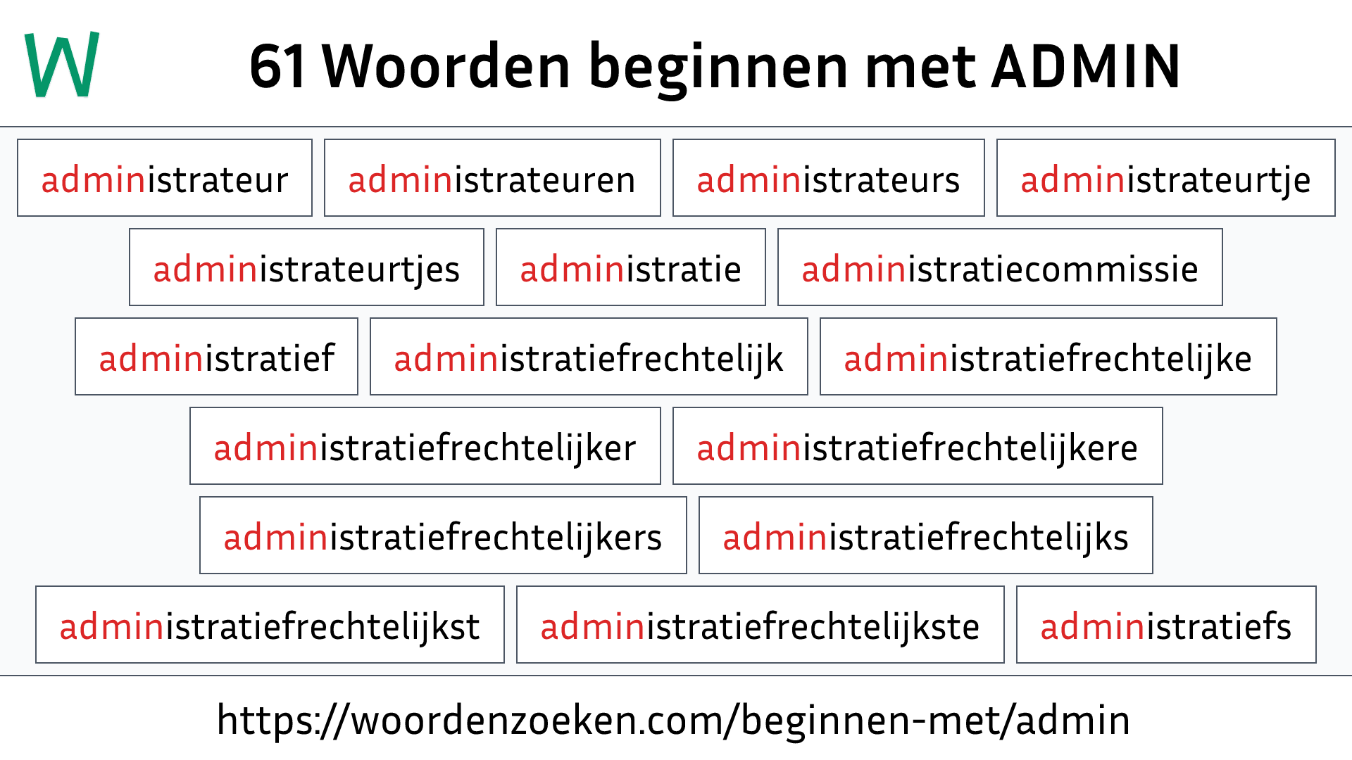 Woorden beginnen met ADMIN