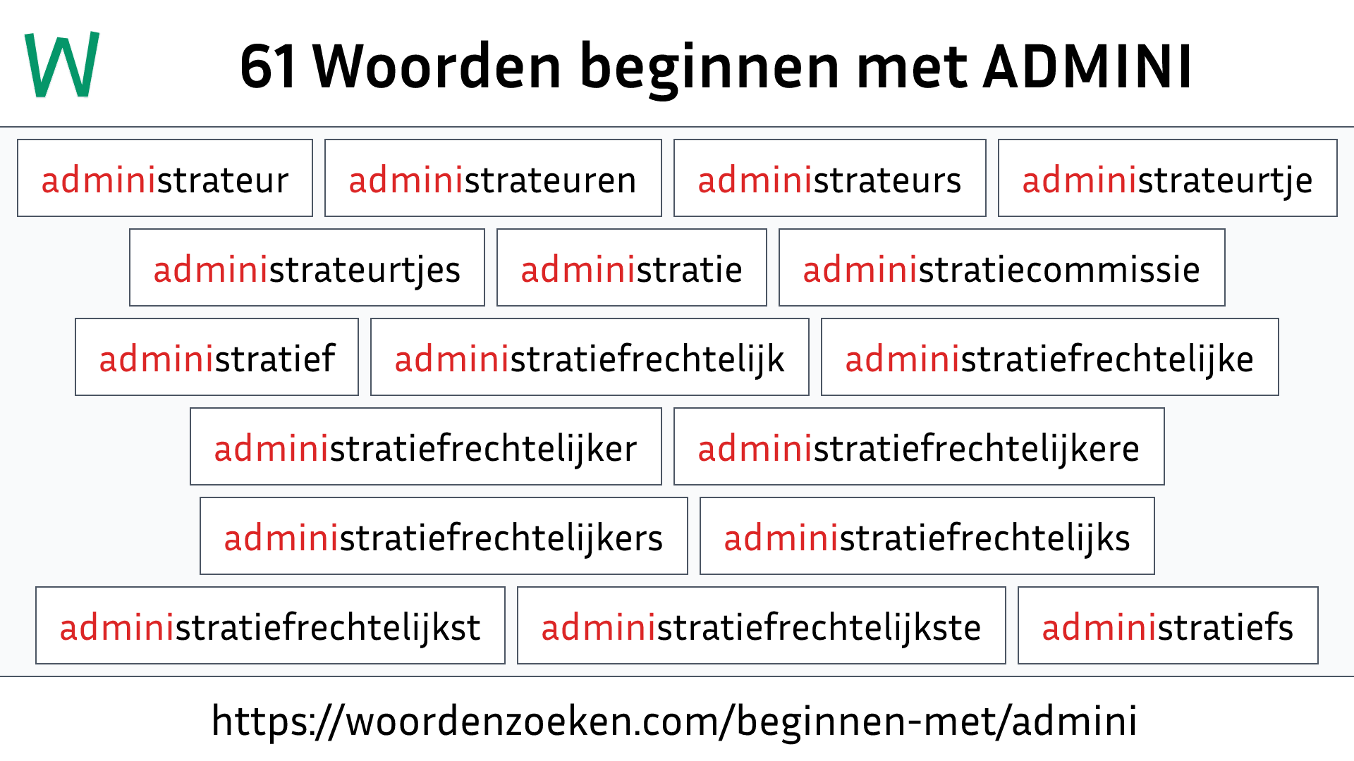 Woorden beginnen met ADMINI