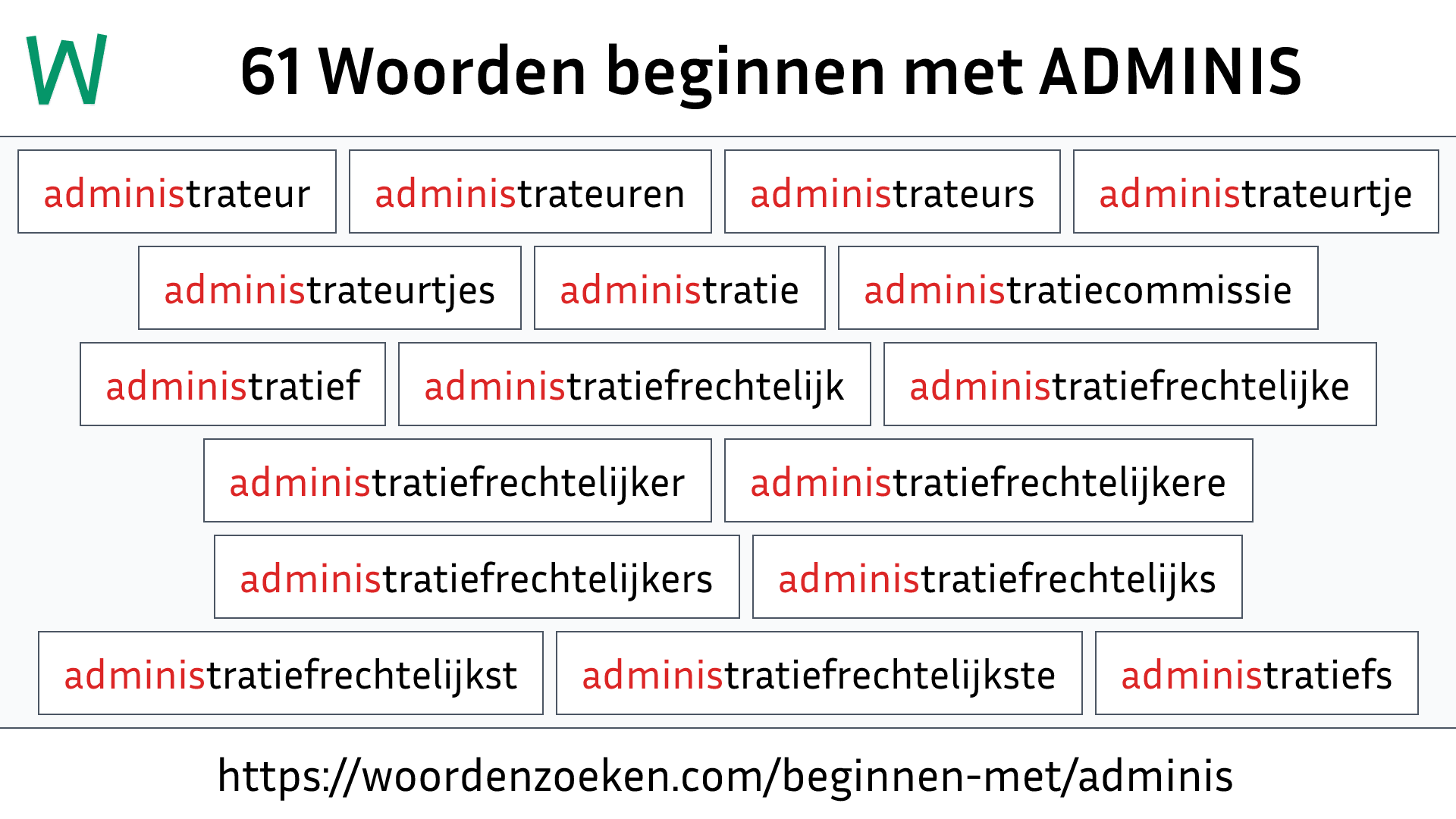 Woorden beginnen met ADMINIS