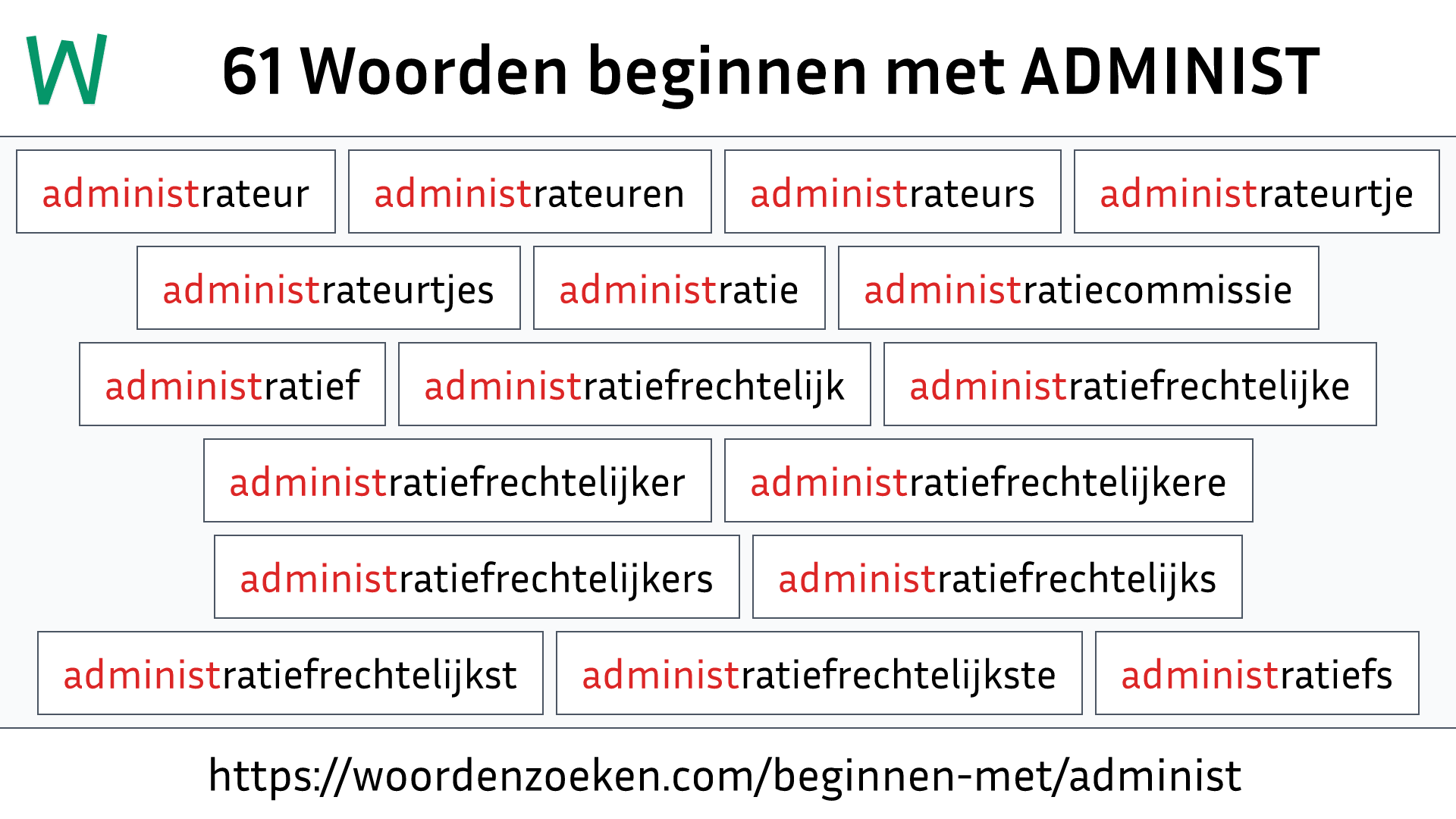 Woorden beginnen met ADMINIST