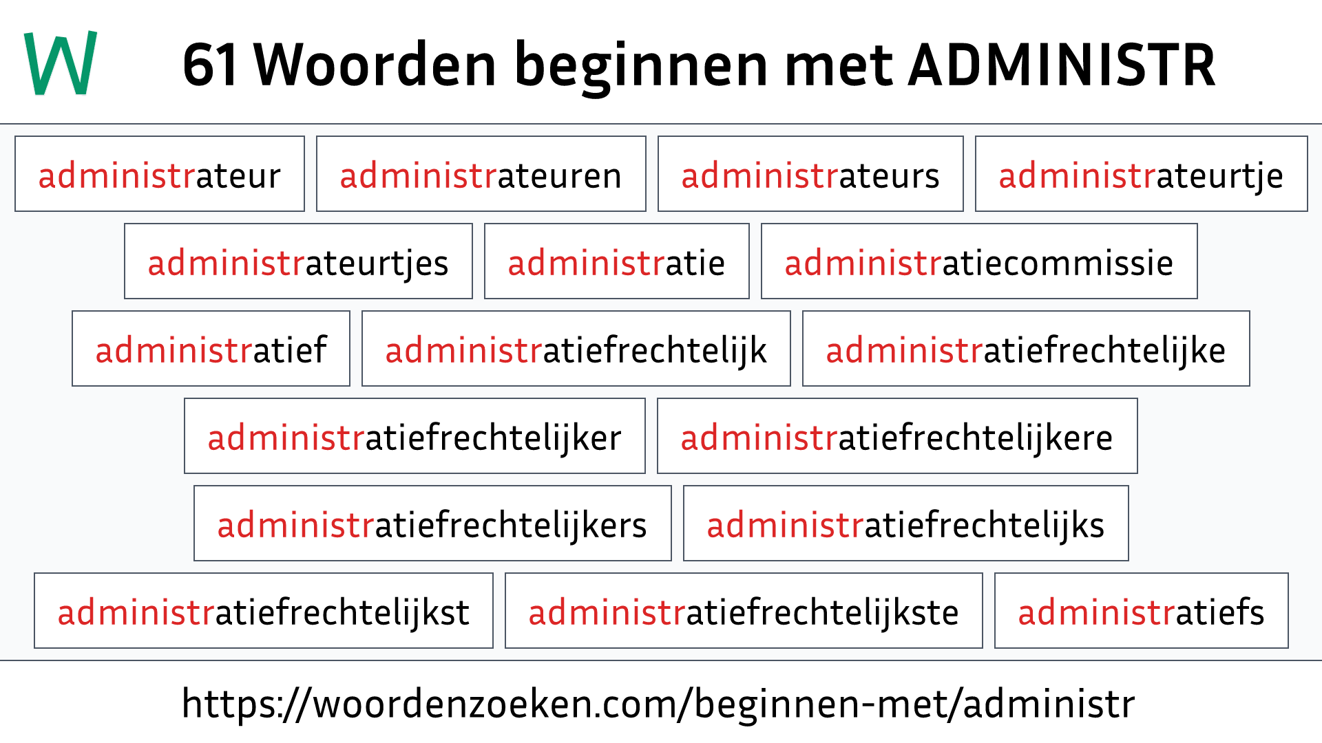 Woorden beginnen met ADMINISTR