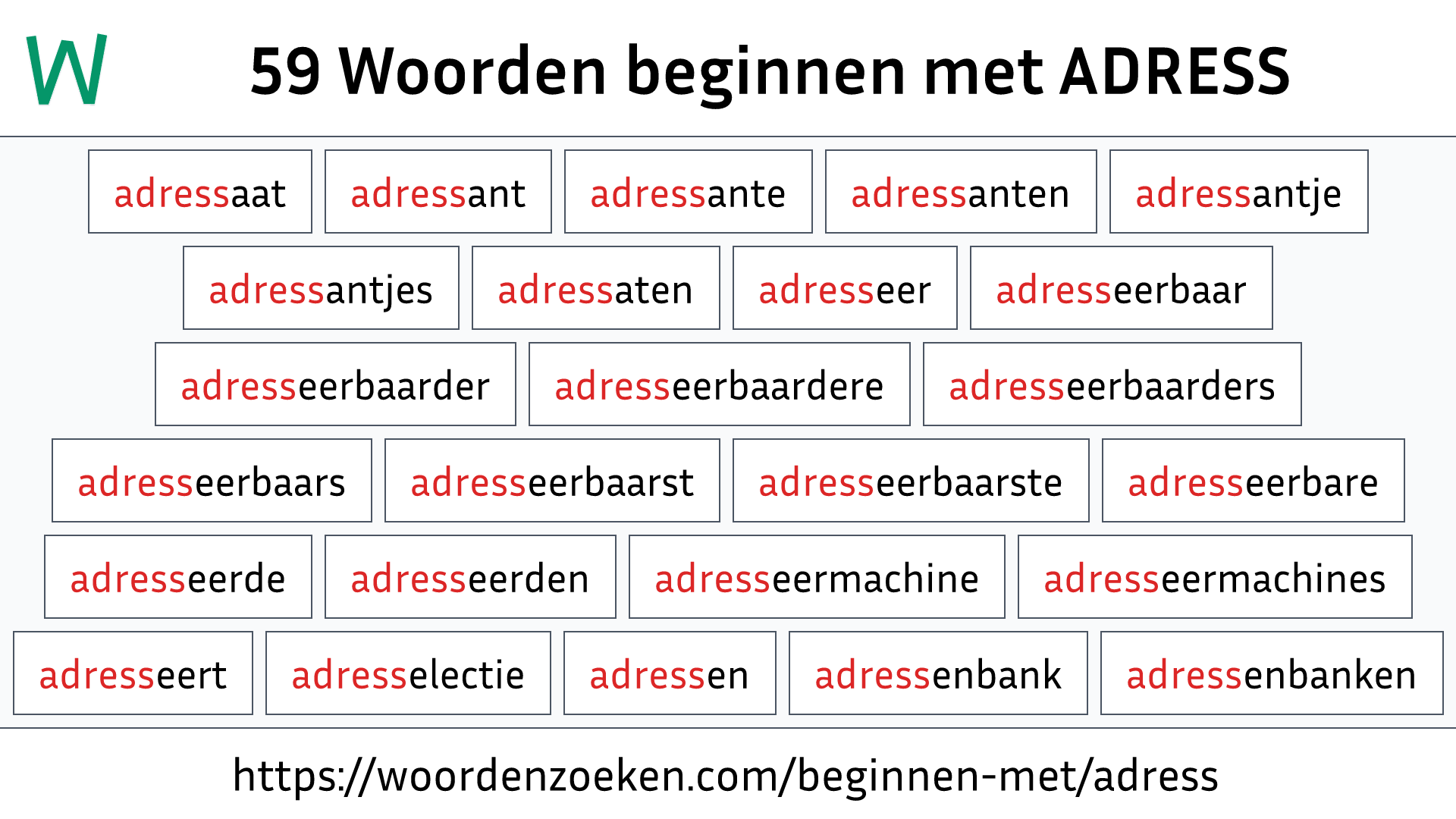 Woorden beginnen met ADRESS