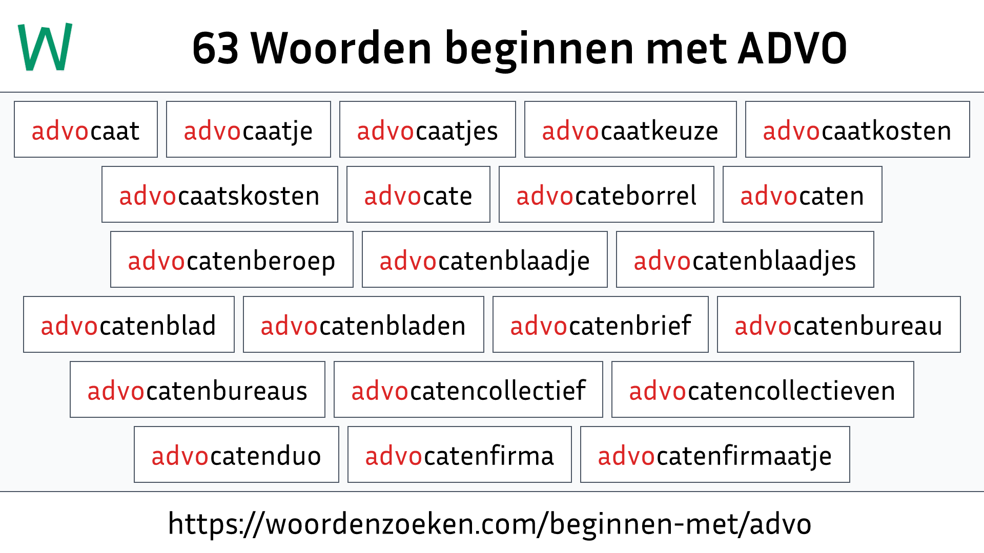 Woorden beginnen met ADVO