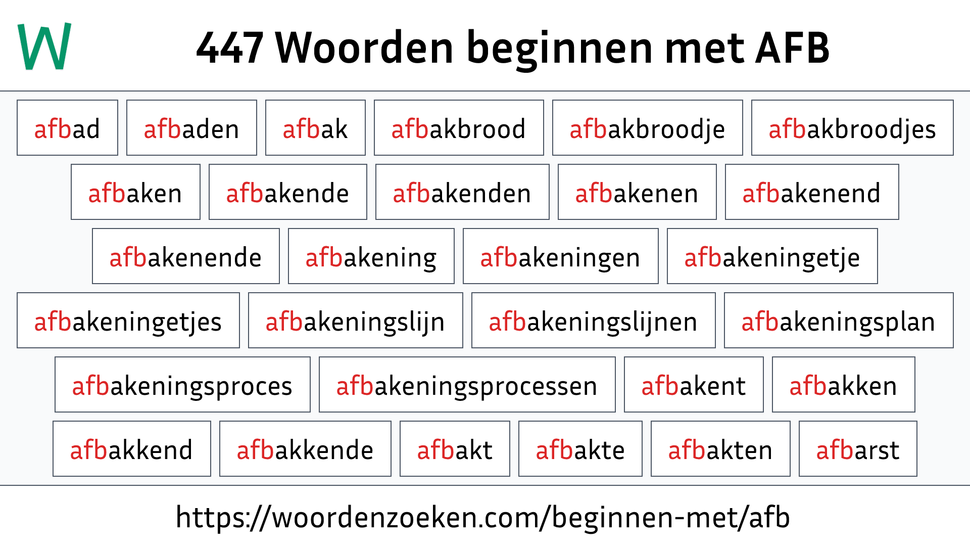 Woorden beginnen met AFB