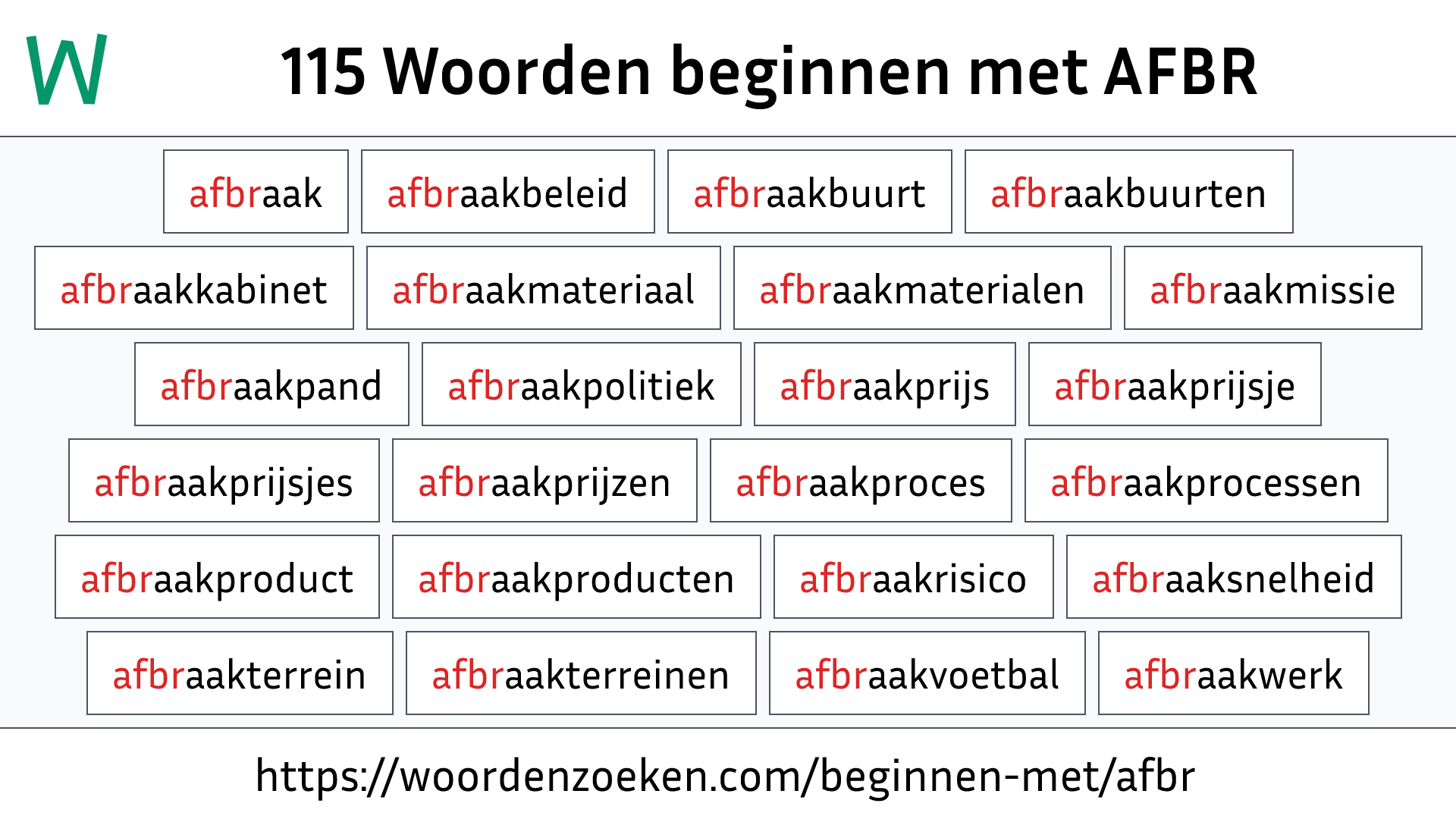 Woorden beginnen met AFBR