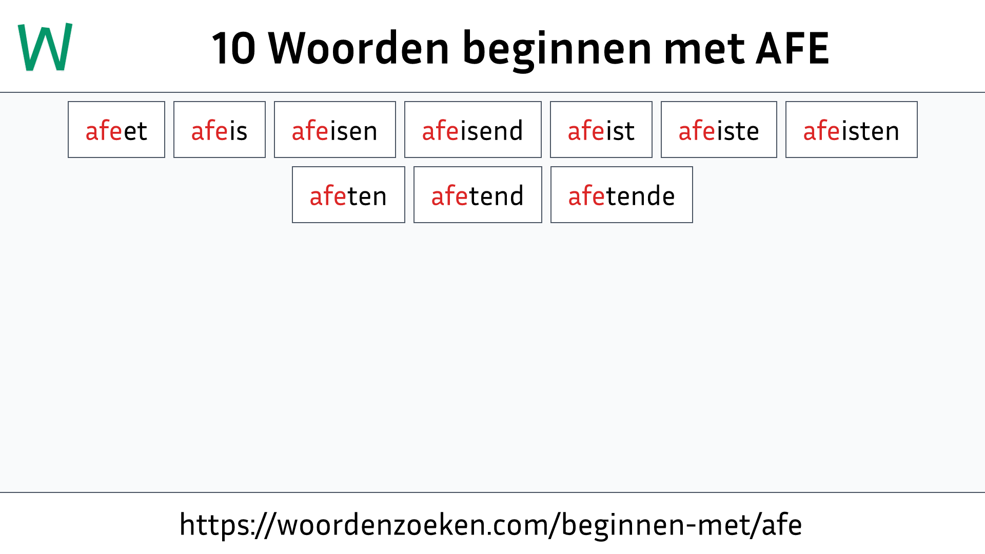 Woorden beginnen met AFE