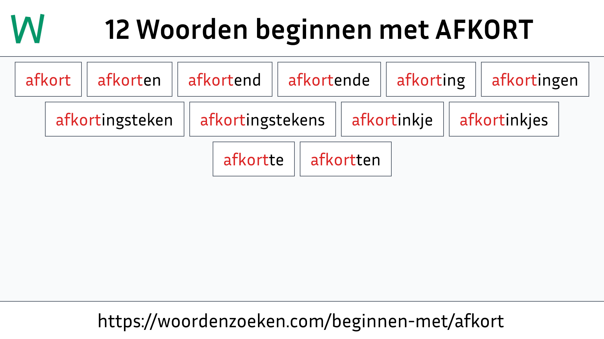 Woorden beginnen met AFKORT