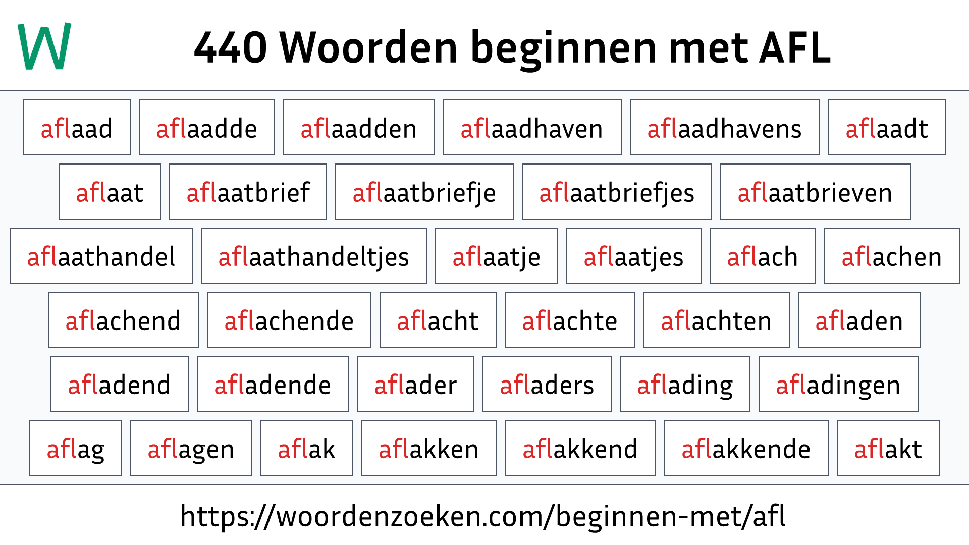 Woorden beginnen met AFL