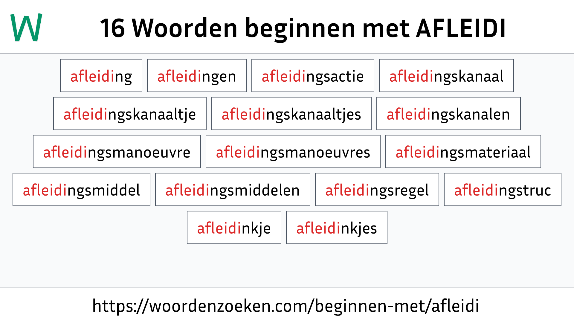 Woorden beginnen met AFLEIDI