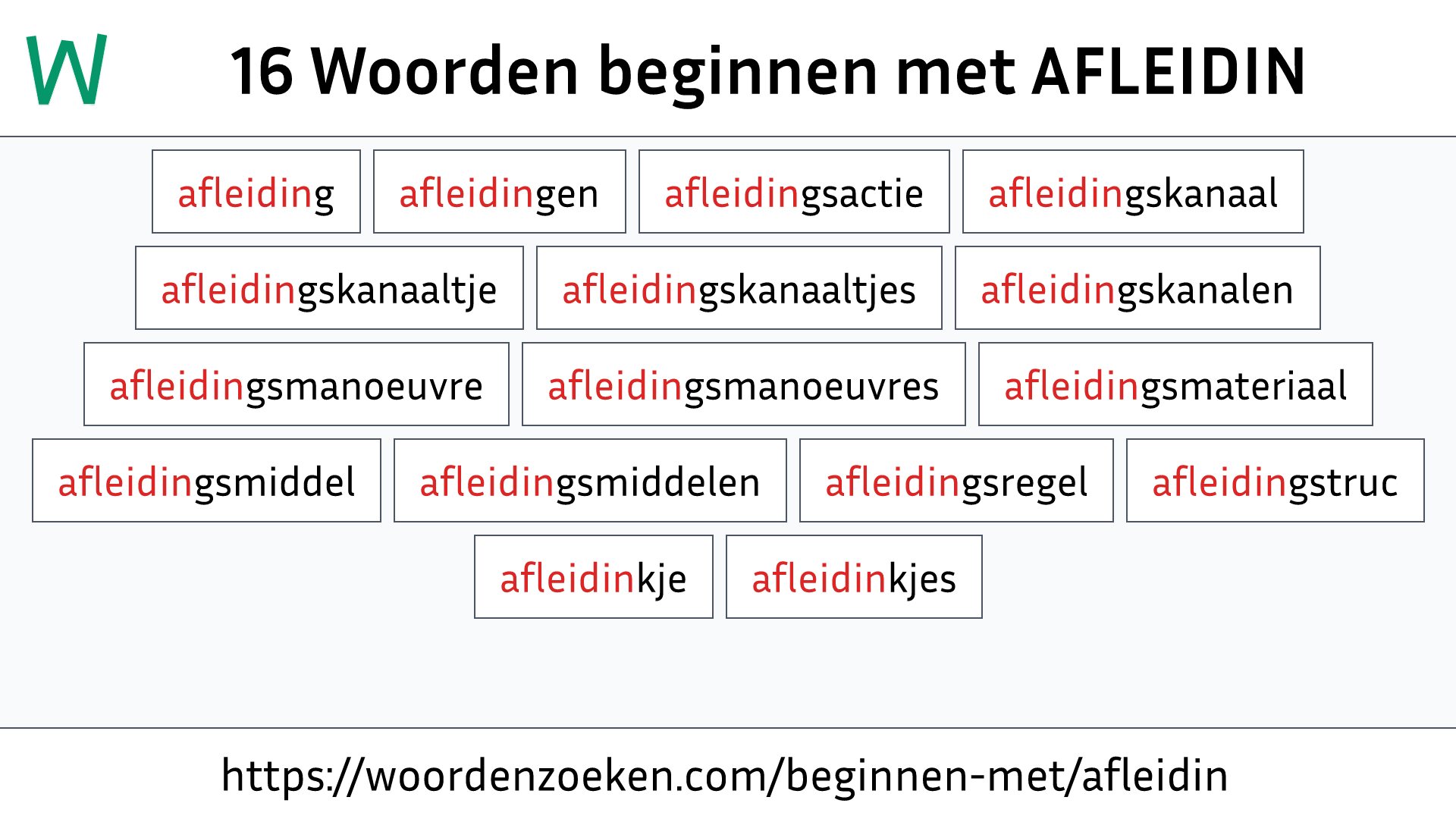 Woorden beginnen met AFLEIDIN