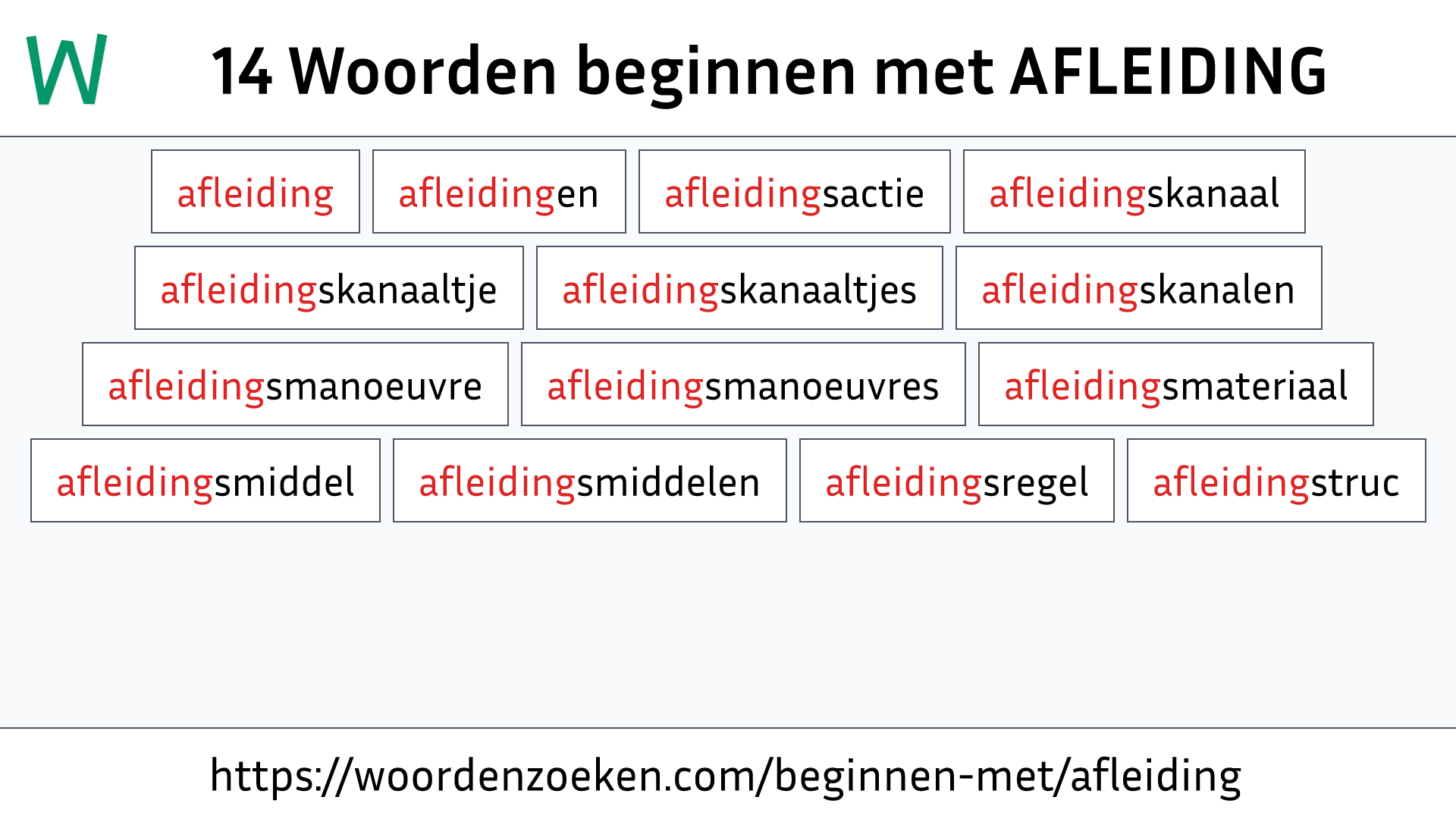 Woorden beginnen met AFLEIDING