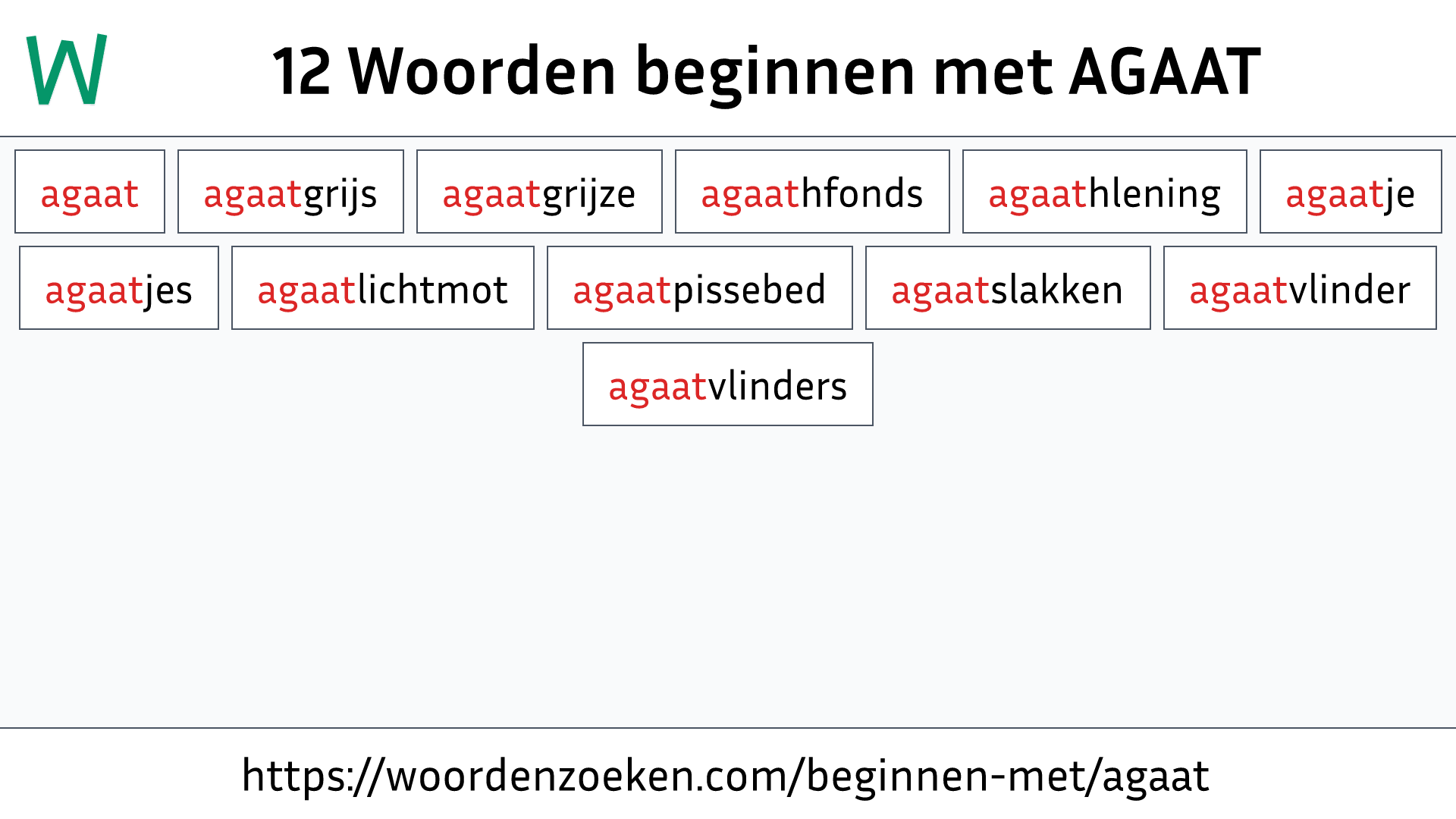 Woorden beginnen met AGAAT