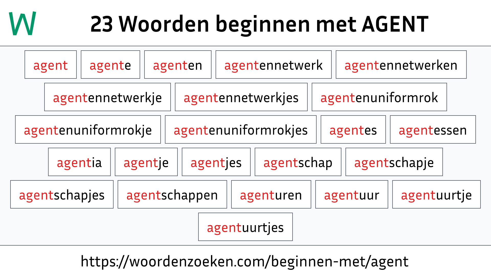 Woorden beginnen met AGENT