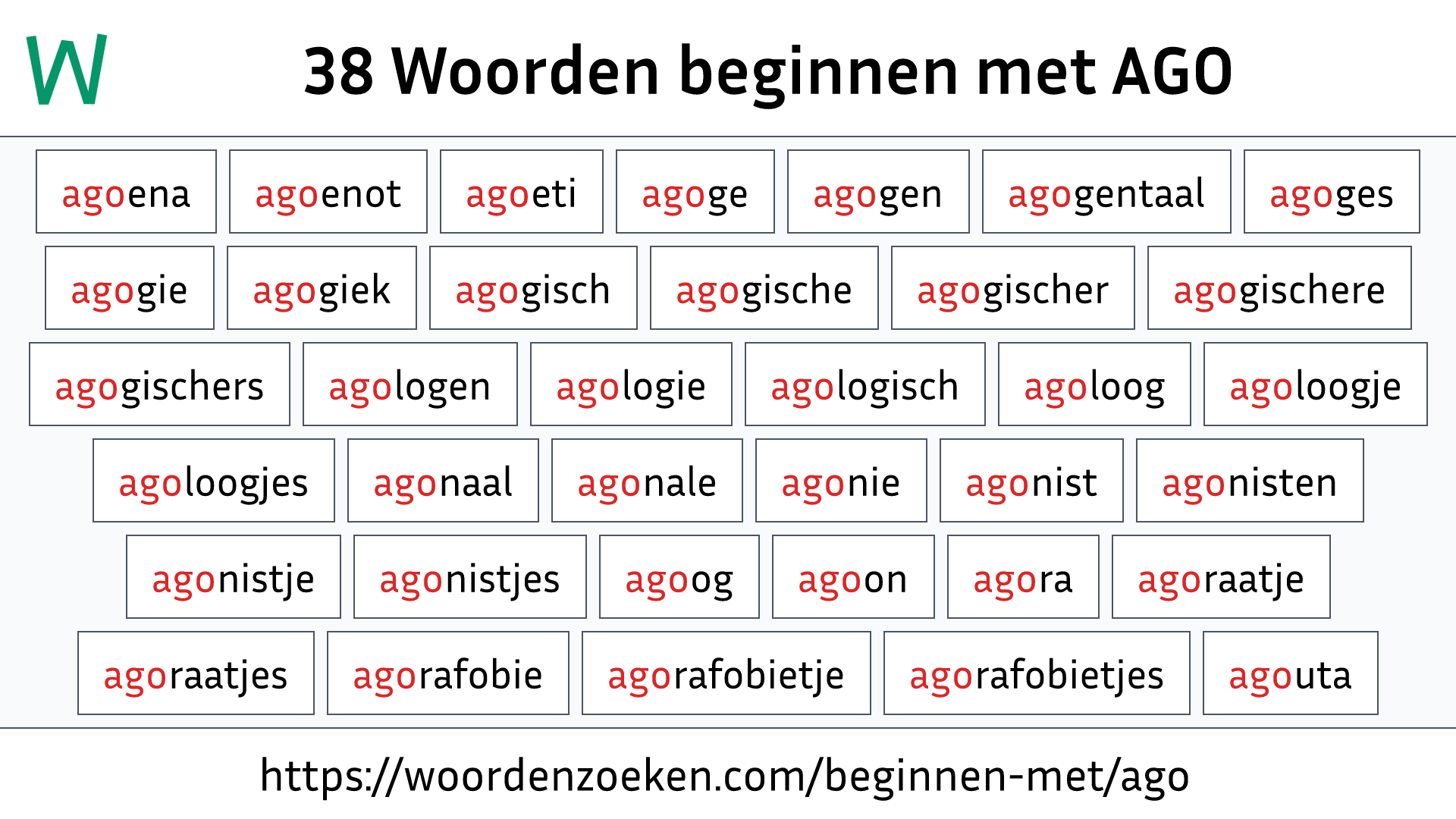 Woorden beginnen met AGO