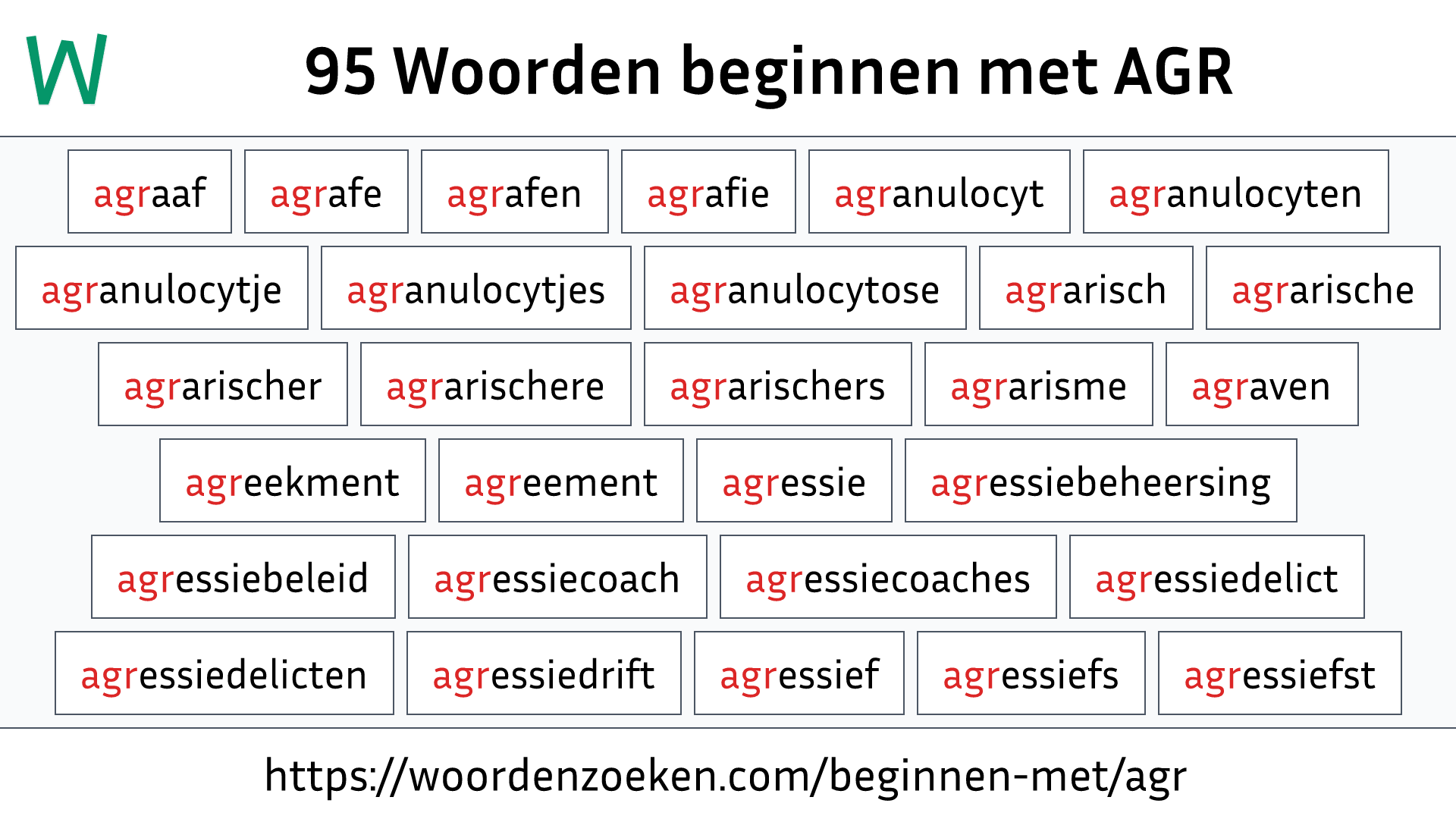 Woorden beginnen met AGR