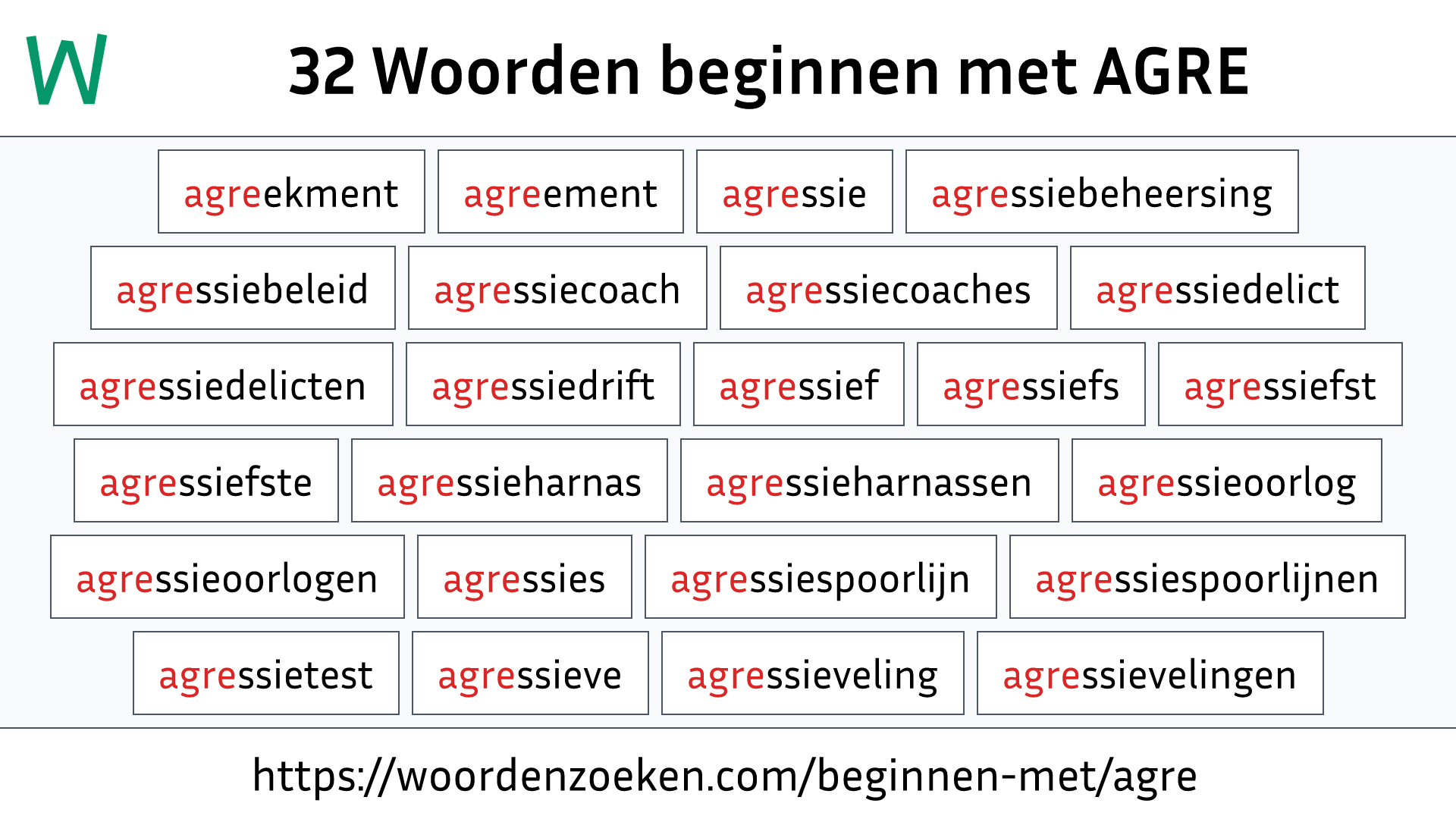 Woorden beginnen met AGRE