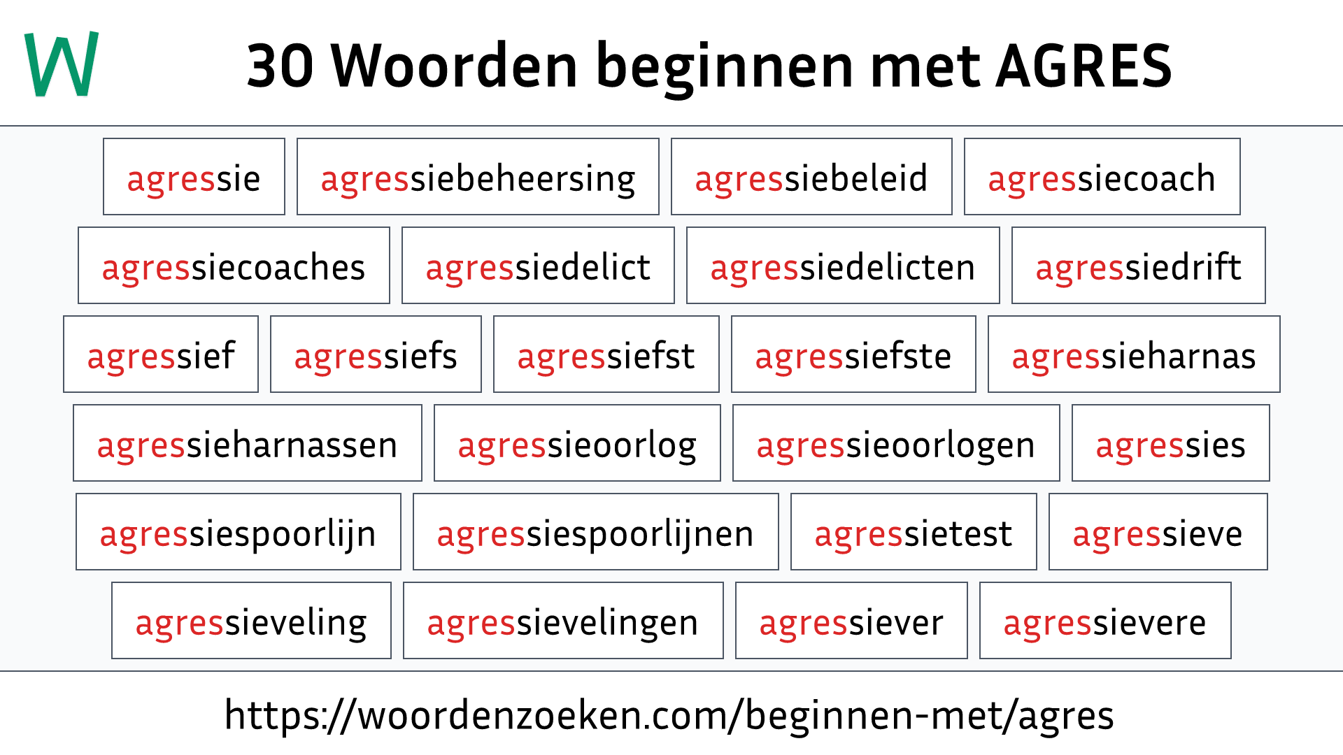 Woorden beginnen met AGRES