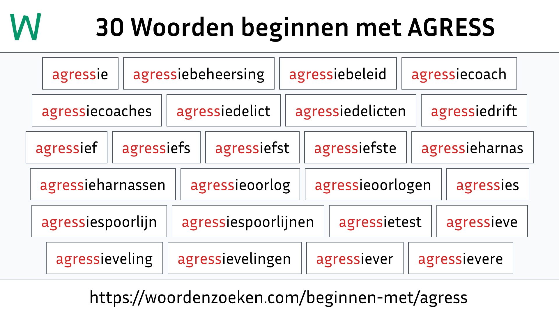 Woorden beginnen met AGRESS