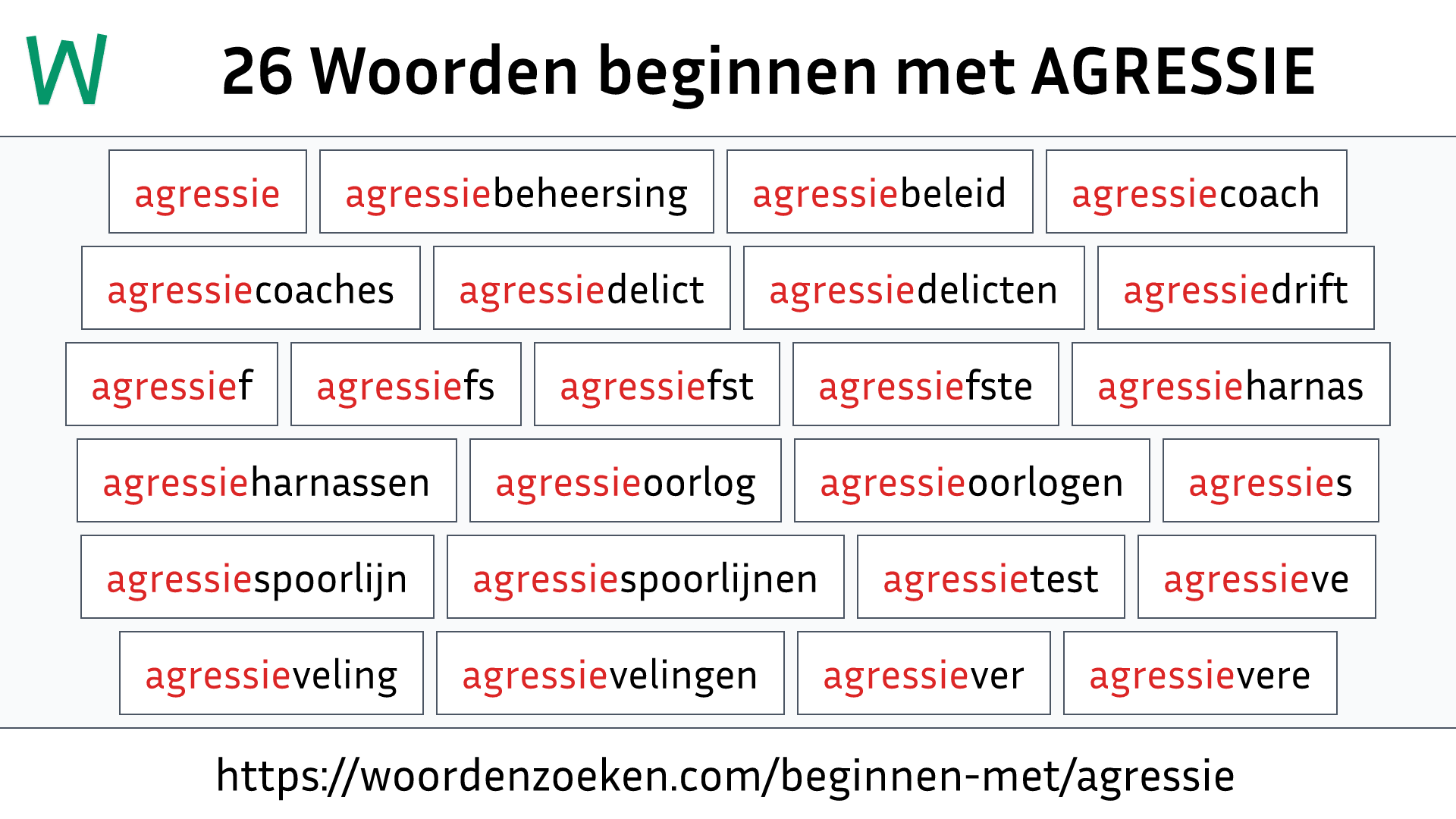 Woorden beginnen met AGRESSIE