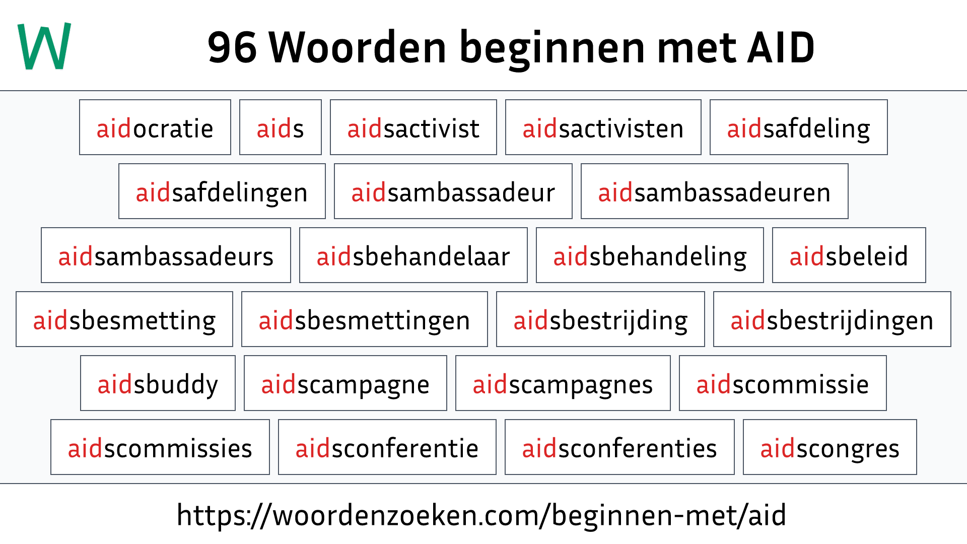 Woorden beginnen met AID