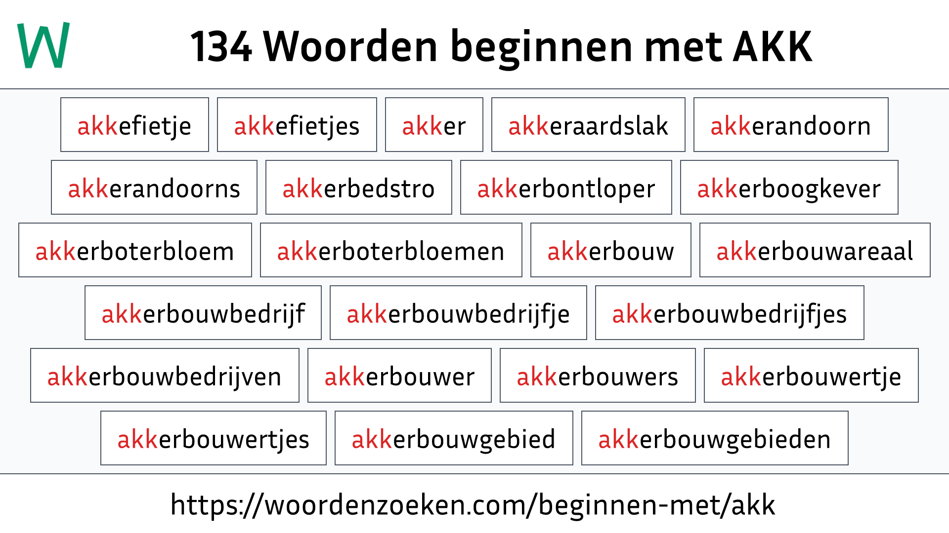 Woorden beginnen met AKK