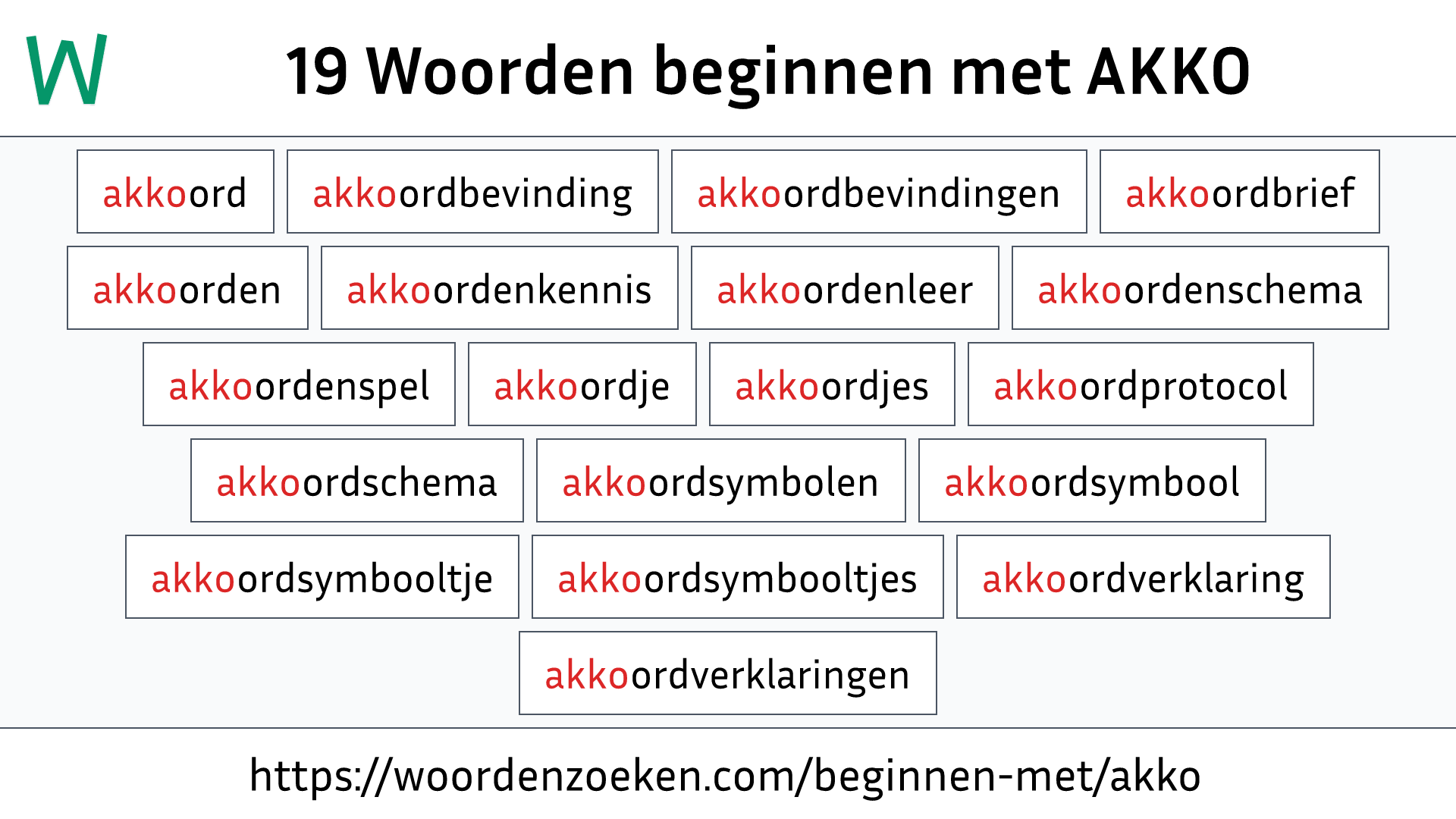 Woorden beginnen met AKKO