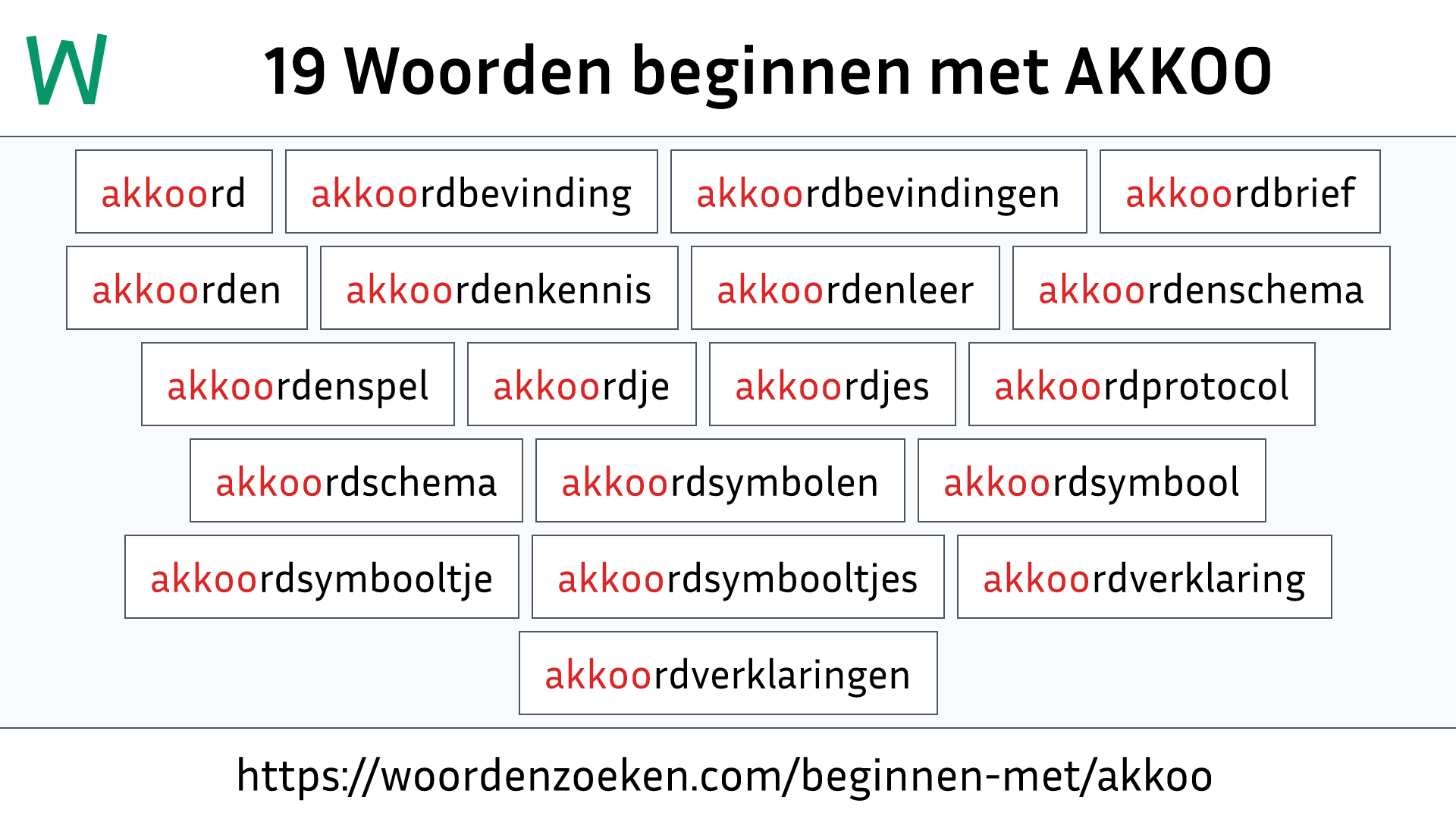 Woorden beginnen met AKKOO