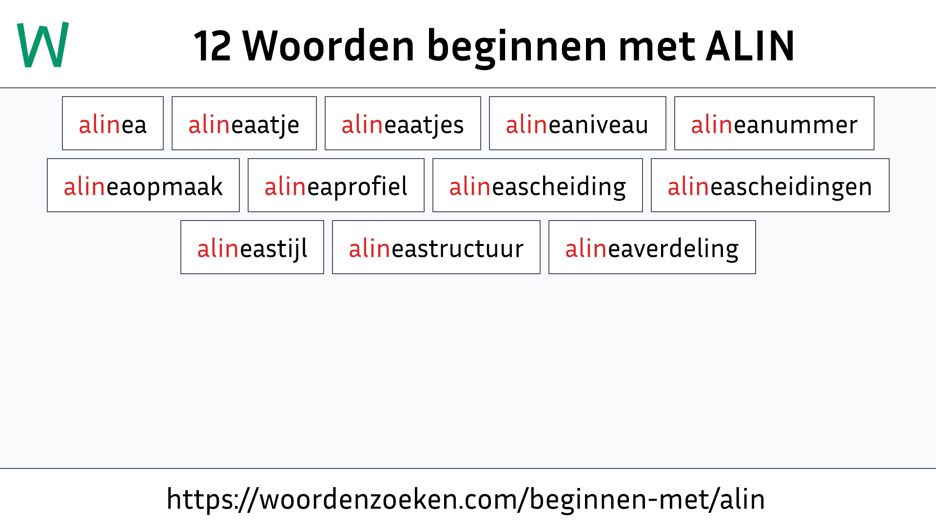 Woorden beginnen met ALIN