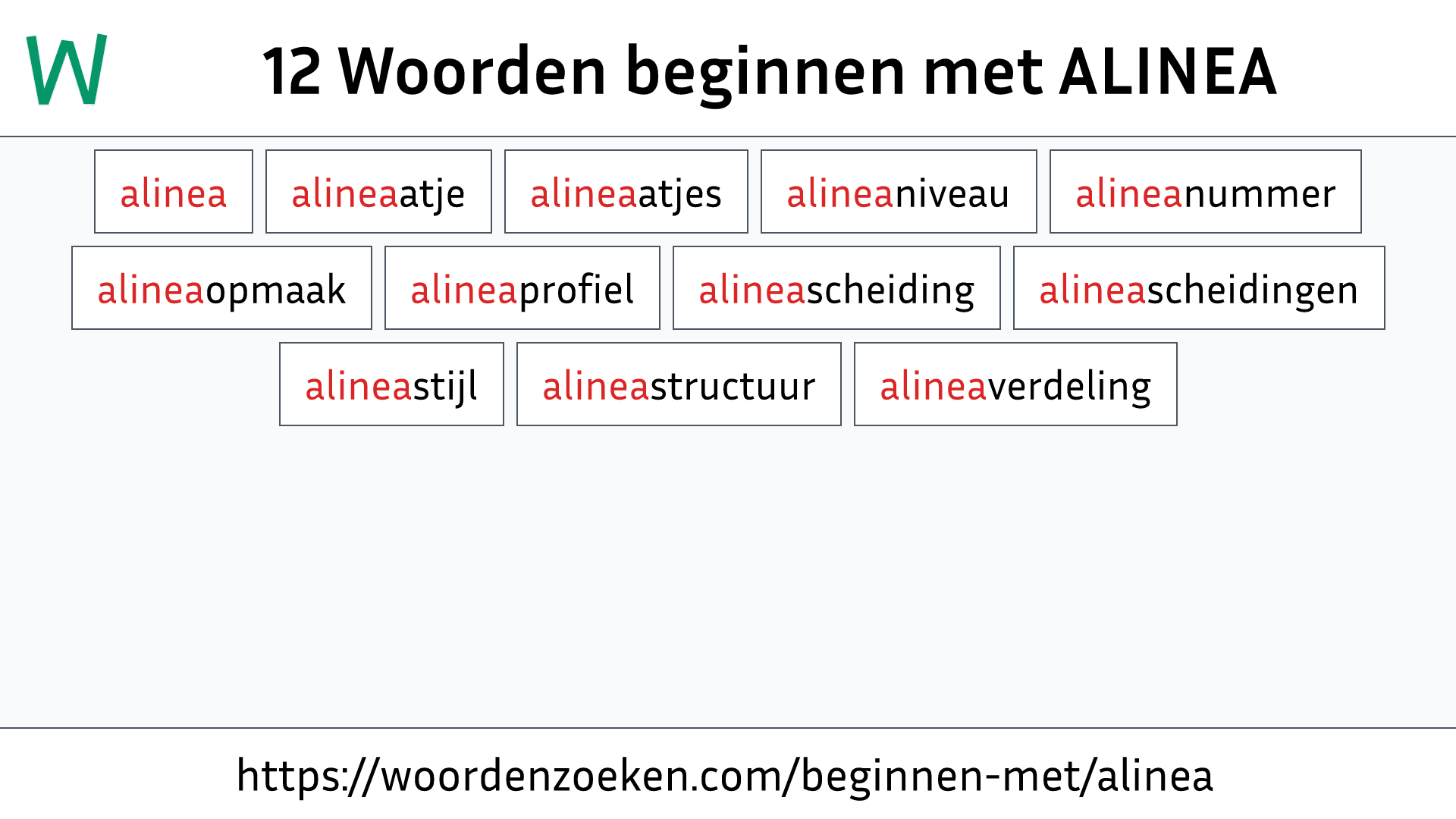 Woorden beginnen met ALINEA