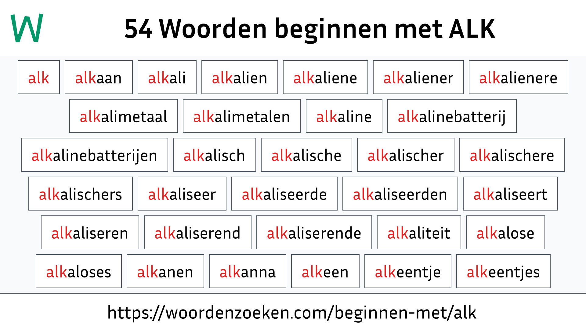 Woorden beginnen met ALK