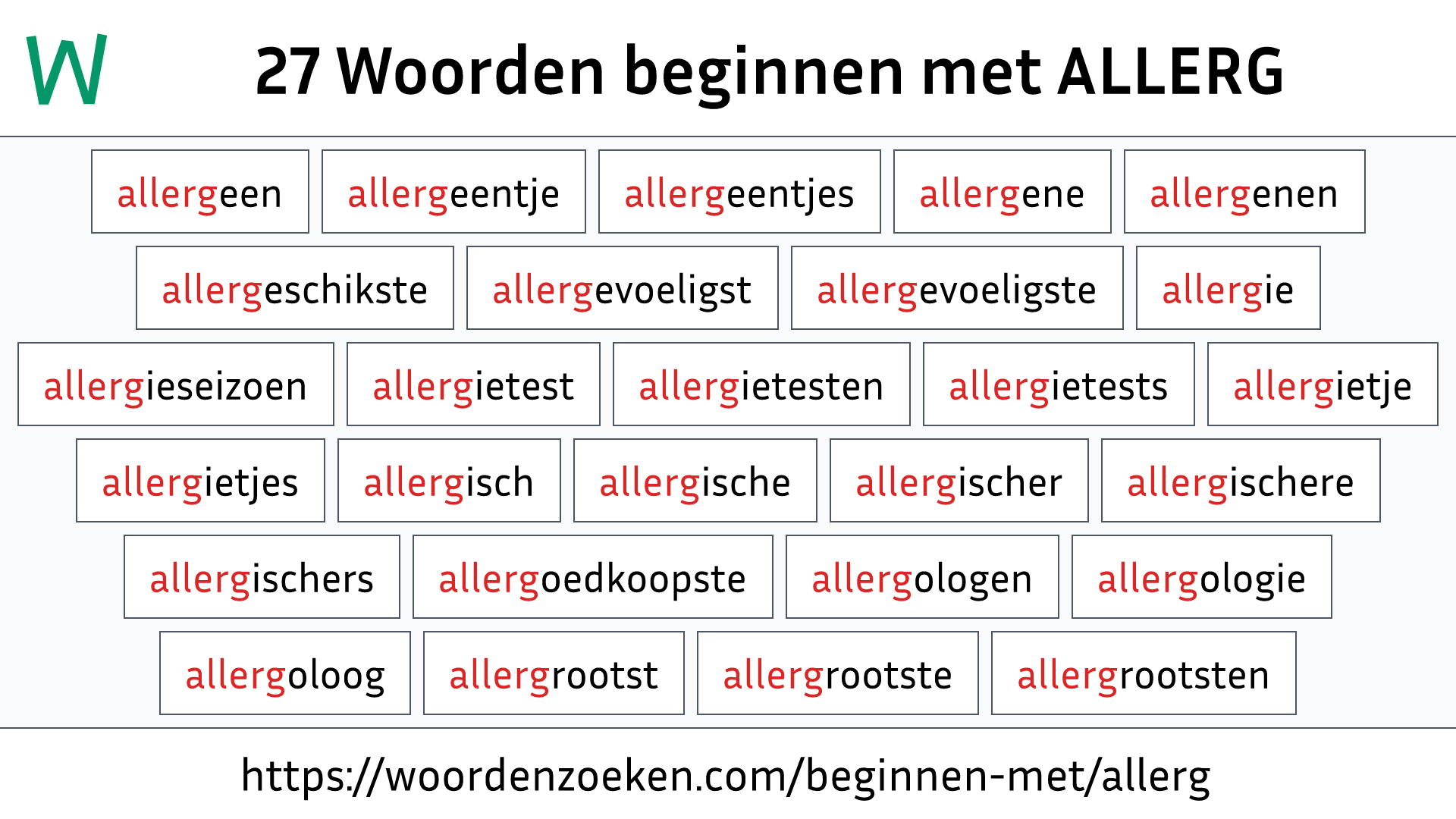 Woorden beginnen met ALLERG