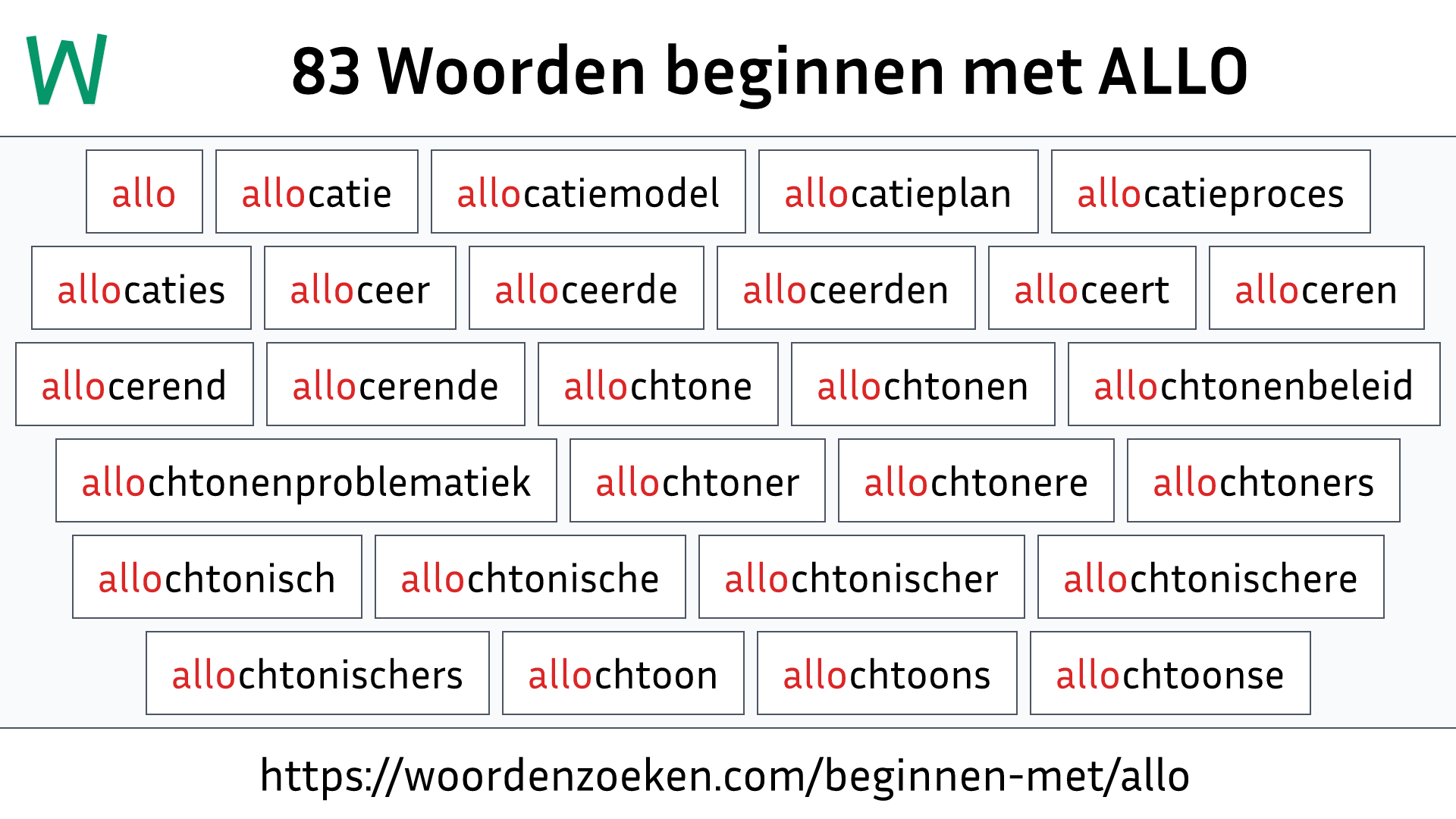 Woorden beginnen met ALLO