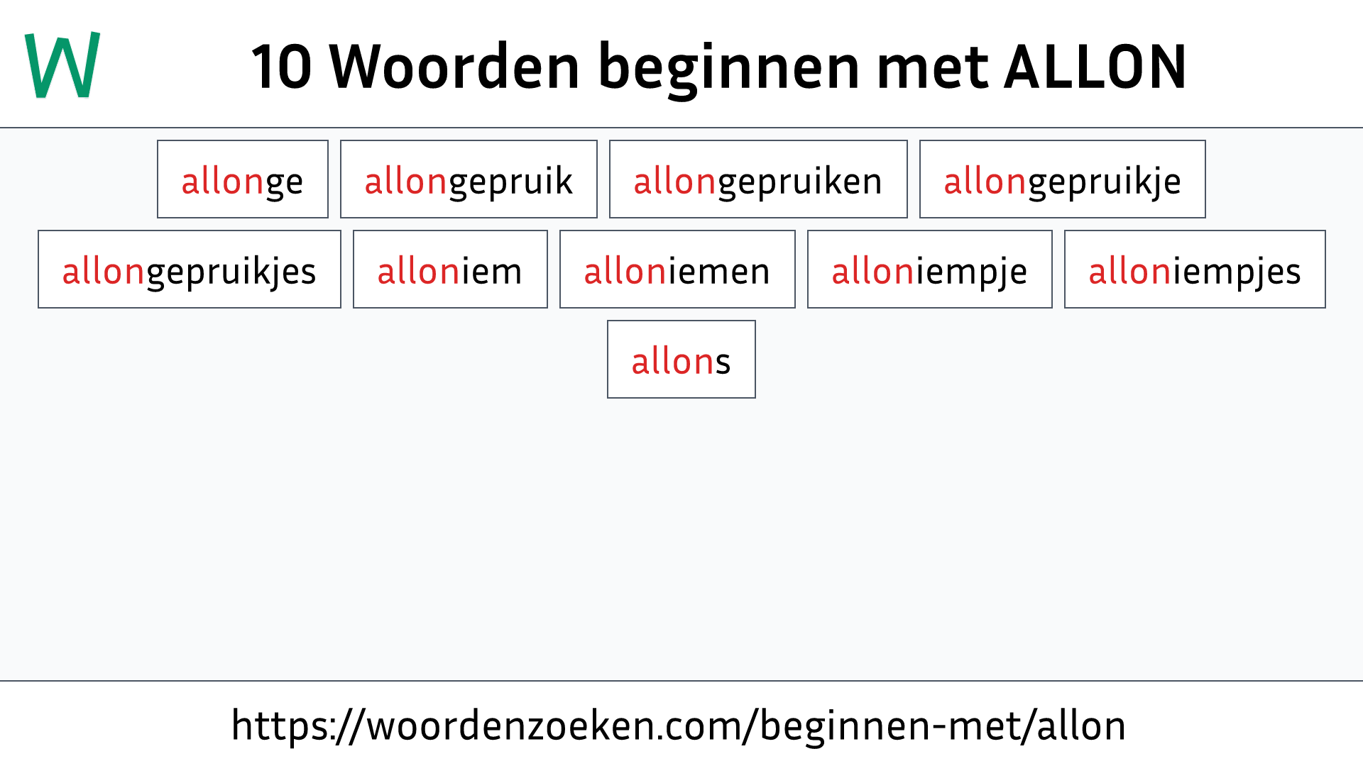 Woorden beginnen met ALLON
