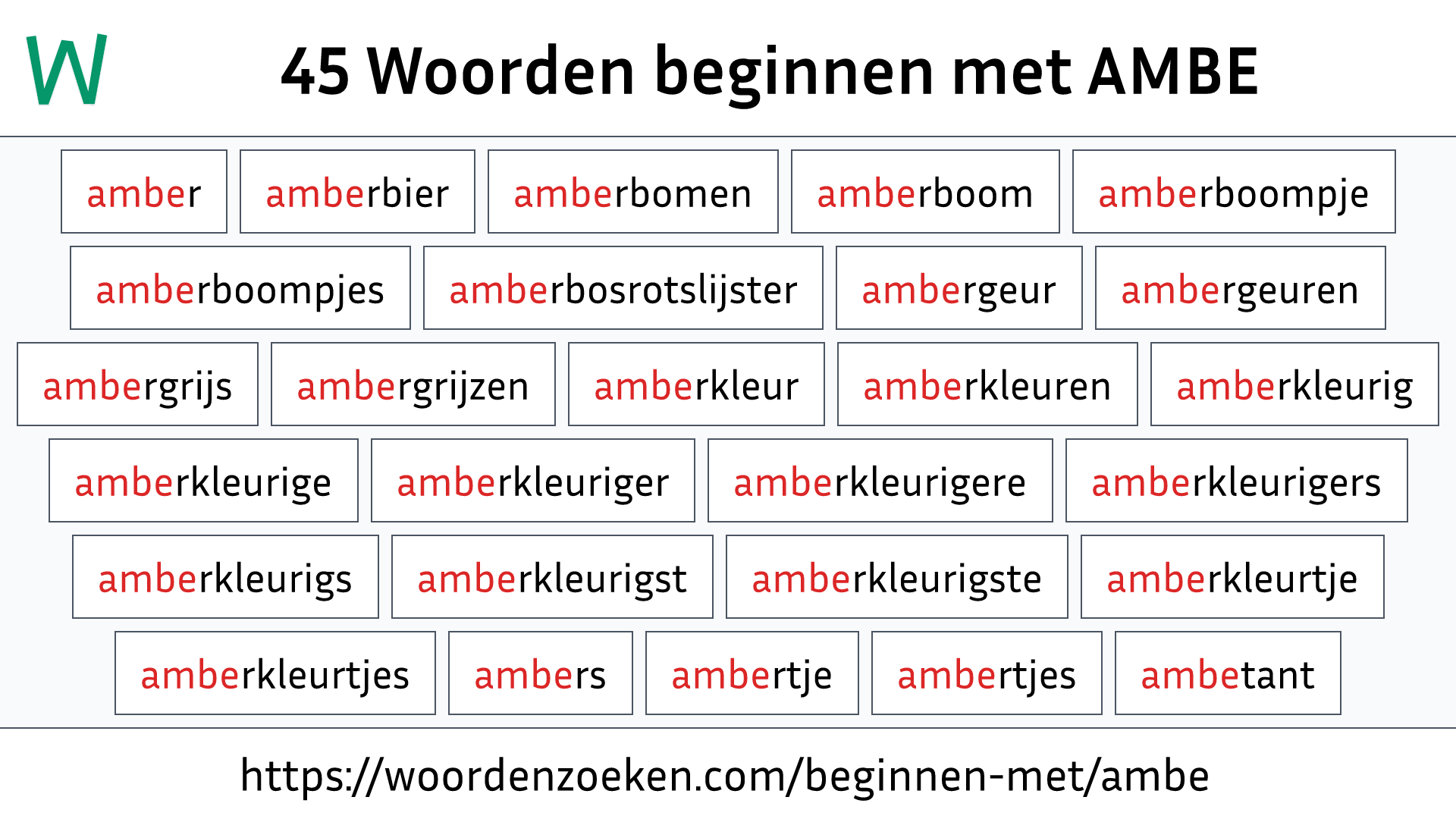 Woorden beginnen met AMBE