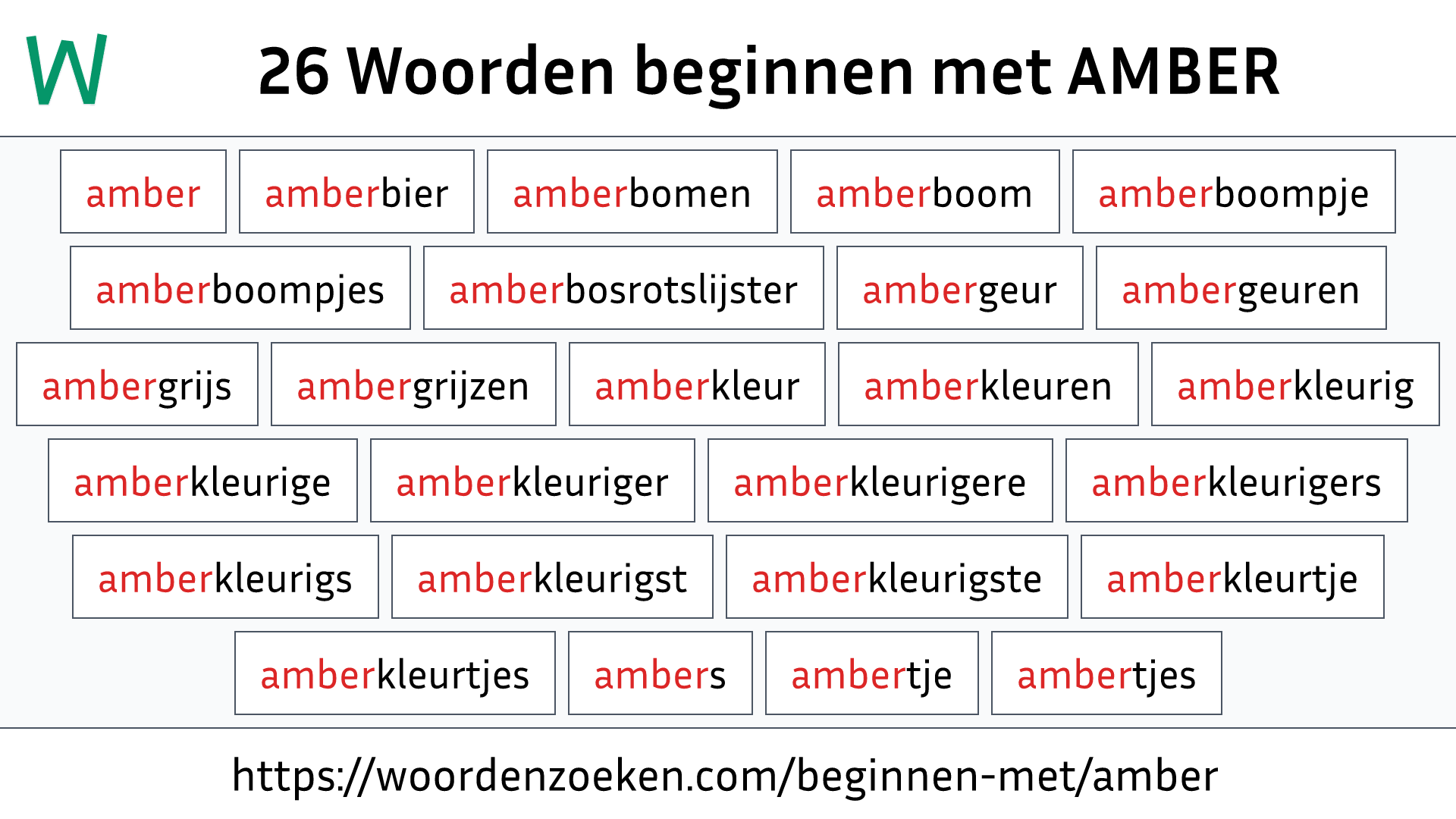 Woorden beginnen met AMBER