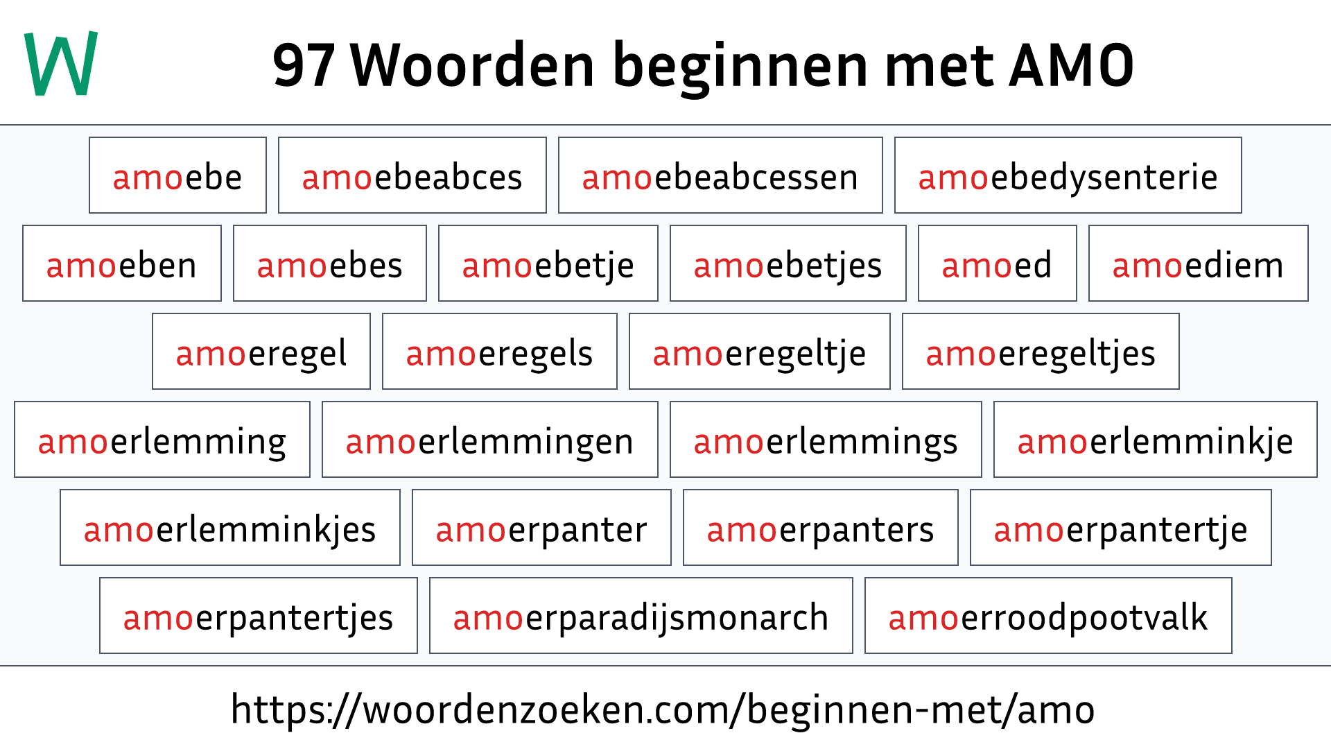 Woorden beginnen met AMO